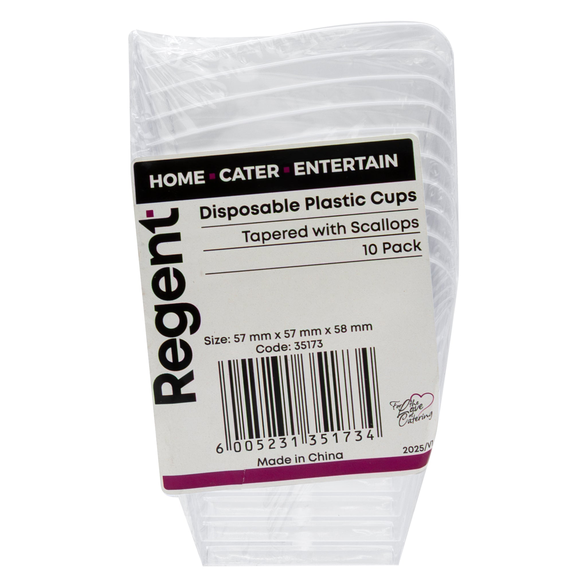 REGENT DISPOSABLE PLASTIC CUPS TAPERED WITH SCALLOPS 10PK, 105ML