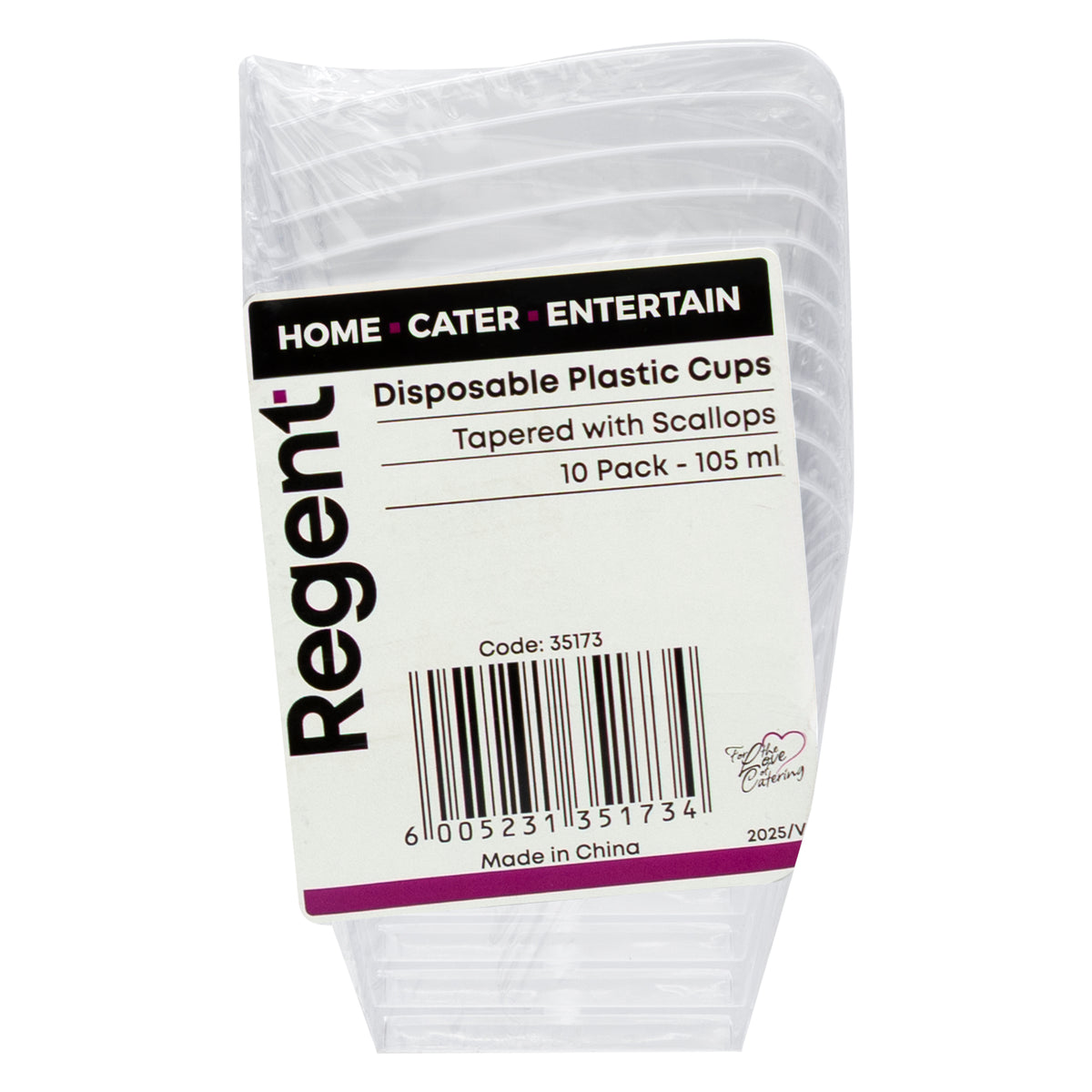 REGENT DISPOSABLE PLASTIC CUPS TAPERED WITH SCALLOPS 10PK, 105ML