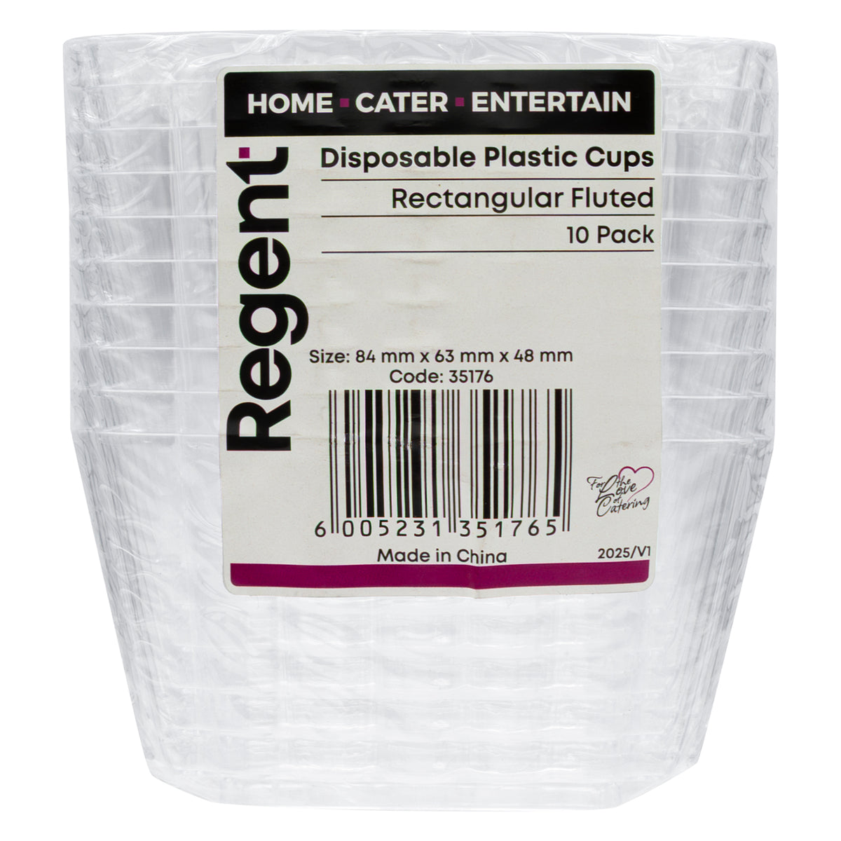 REGENT DISPOSABLE PLASTIC CUPS RECTANGULAR FLUTED 10PK, 150ML