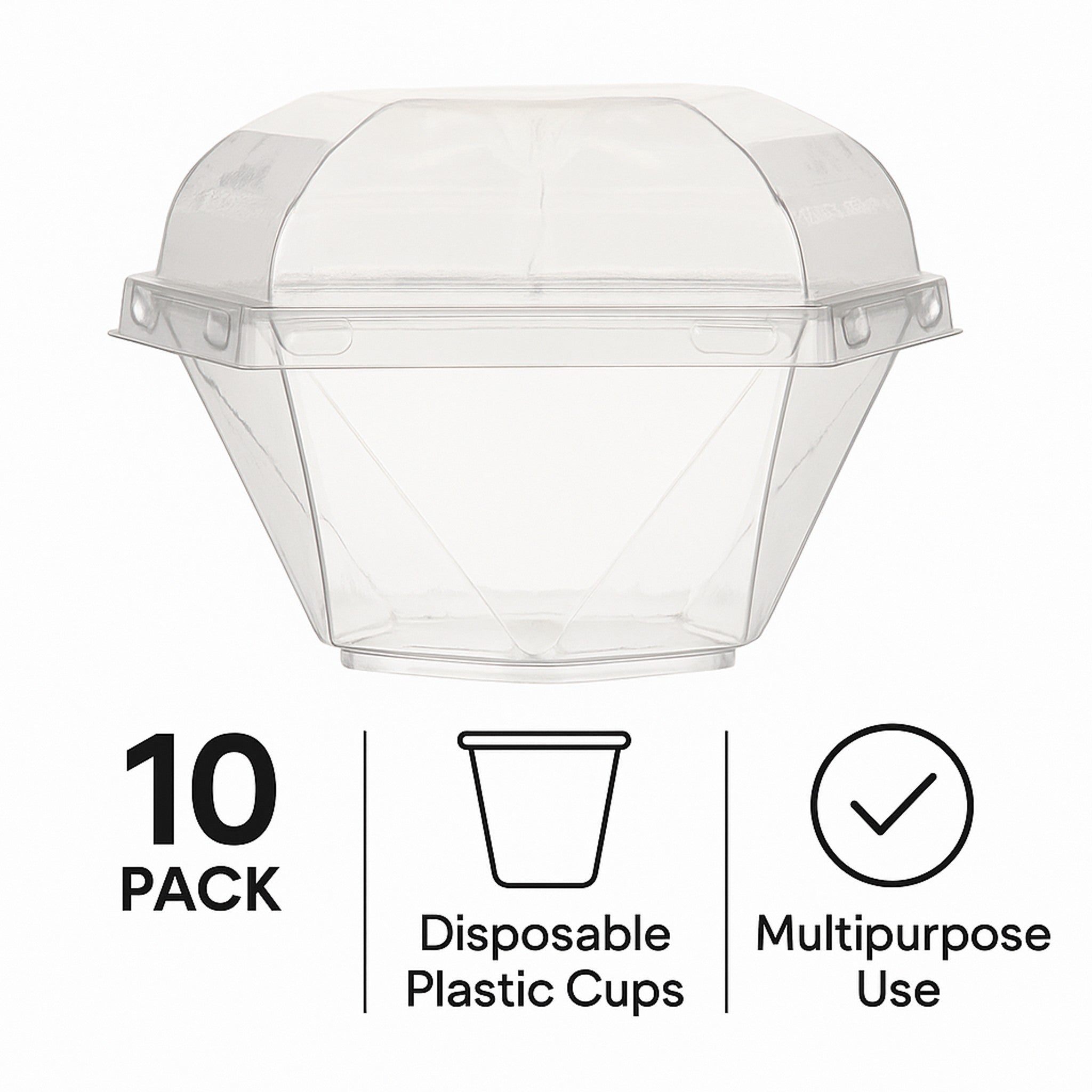 REGENT DISPOSABLE PLASTIC GEOMETRIC CUPS WITH DOME LIDS 10PK, 120ML