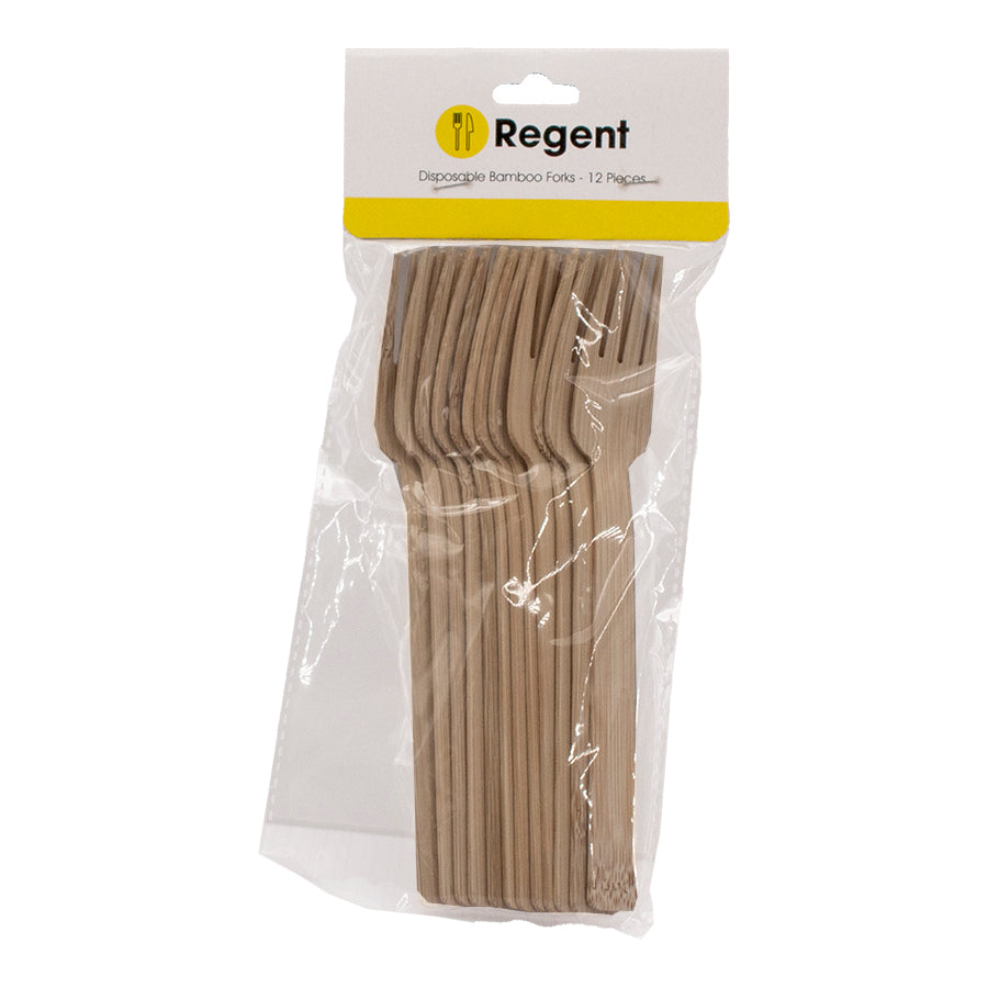 REGENT DISPOSABLE BAMBOO FORKS 12PK, 170MM