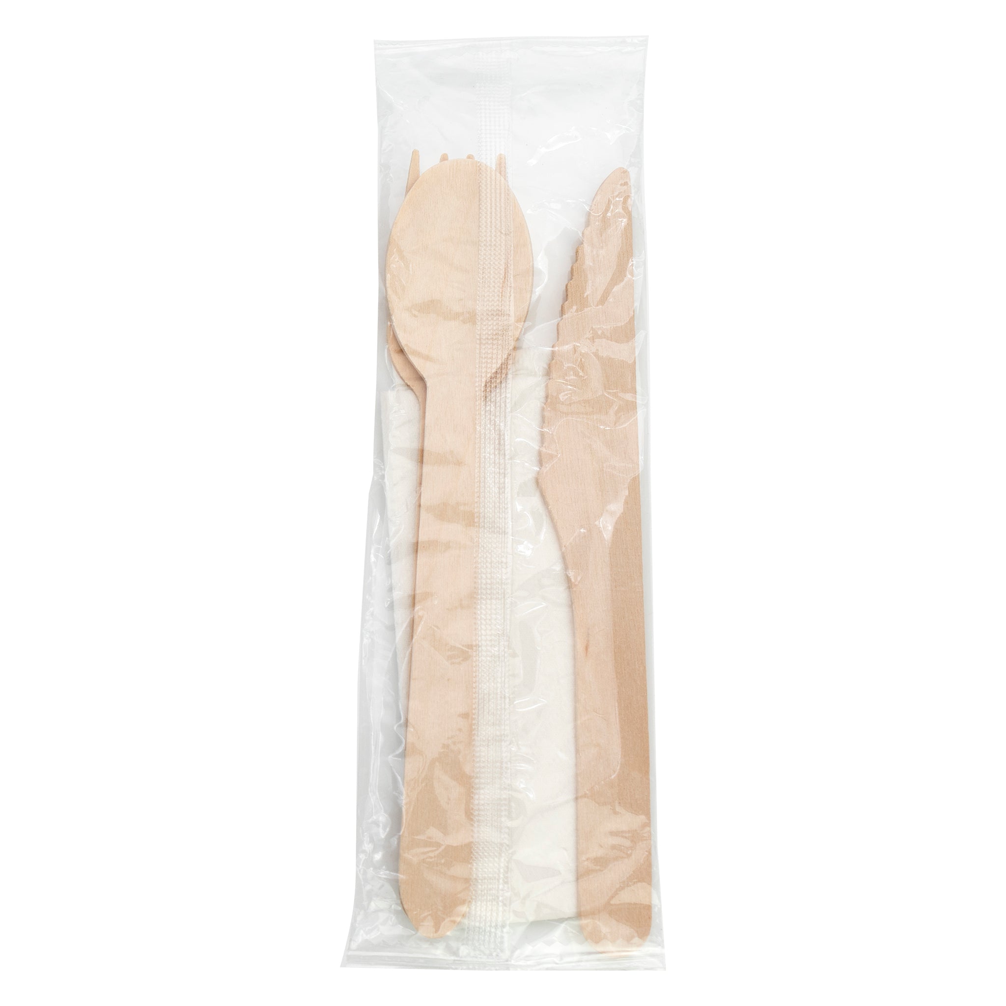 REGENT DISPOSABLE WOODEN KNIFE, FORK, SPOON & NAPKIN (4PCS) 10PK