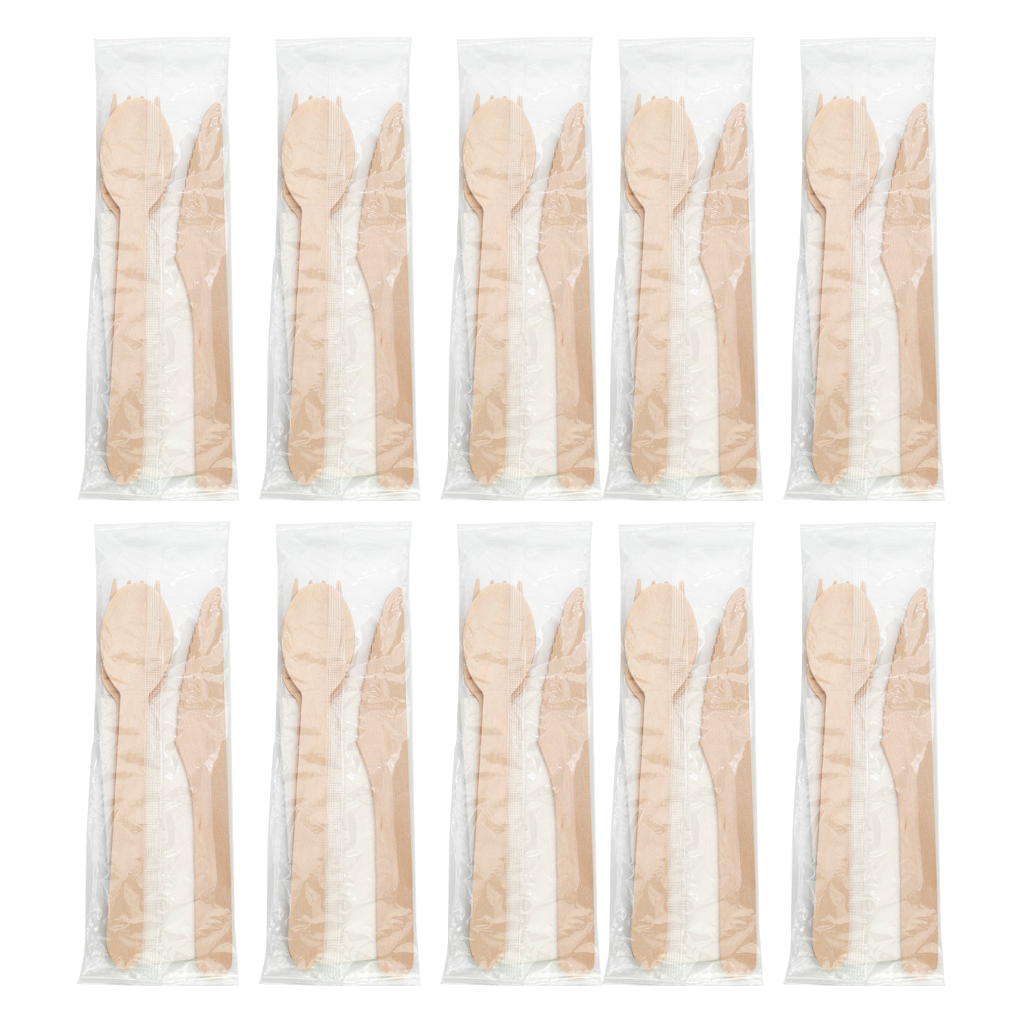 REGENT DISPOSABLE WOODEN KNIFE, FORK, SPOON & NAPKIN (4PCS) 10PK