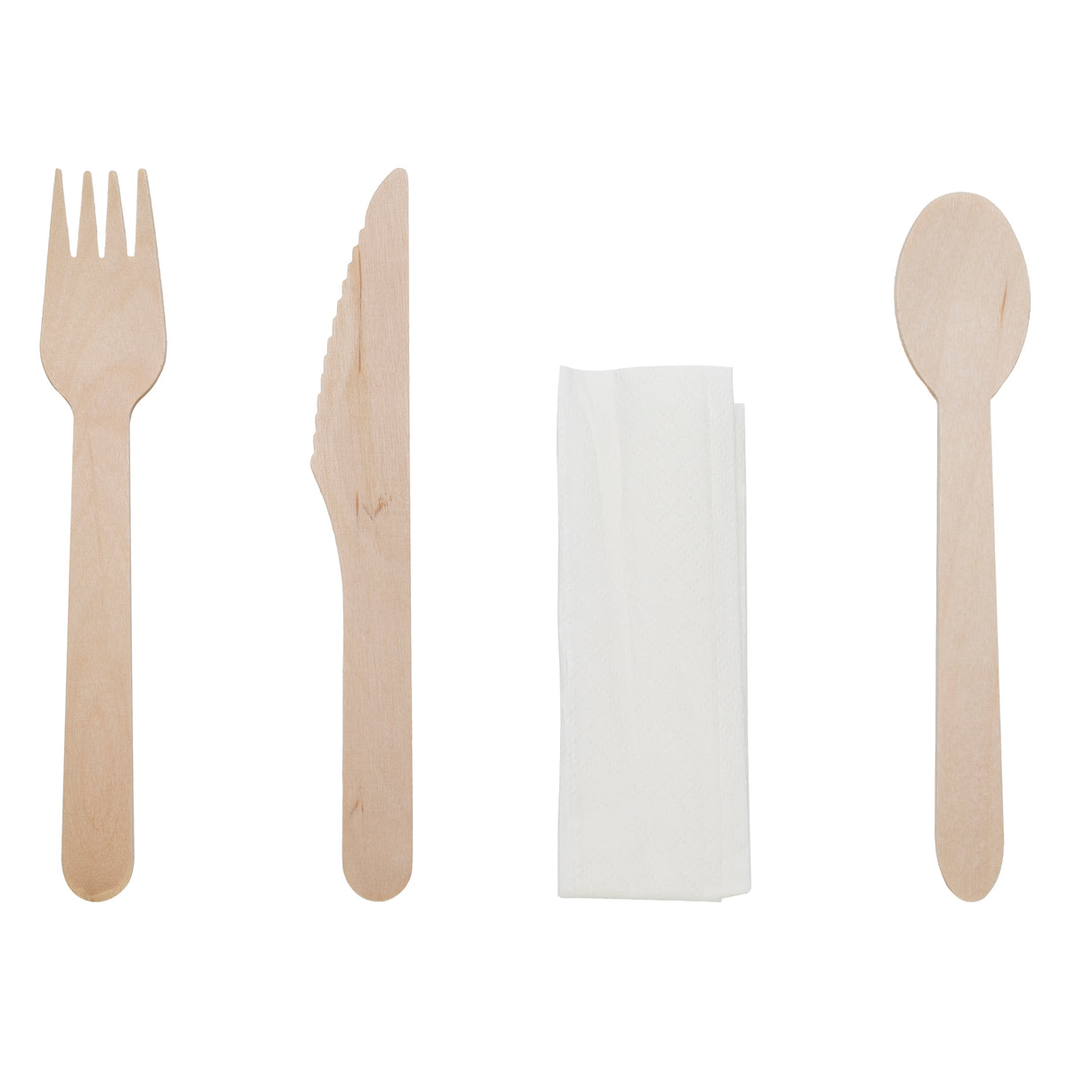 REGENT DISPOSABLE WOODEN KNIFE, FORK, SPOON & NAPKIN (4PCS) 10PK