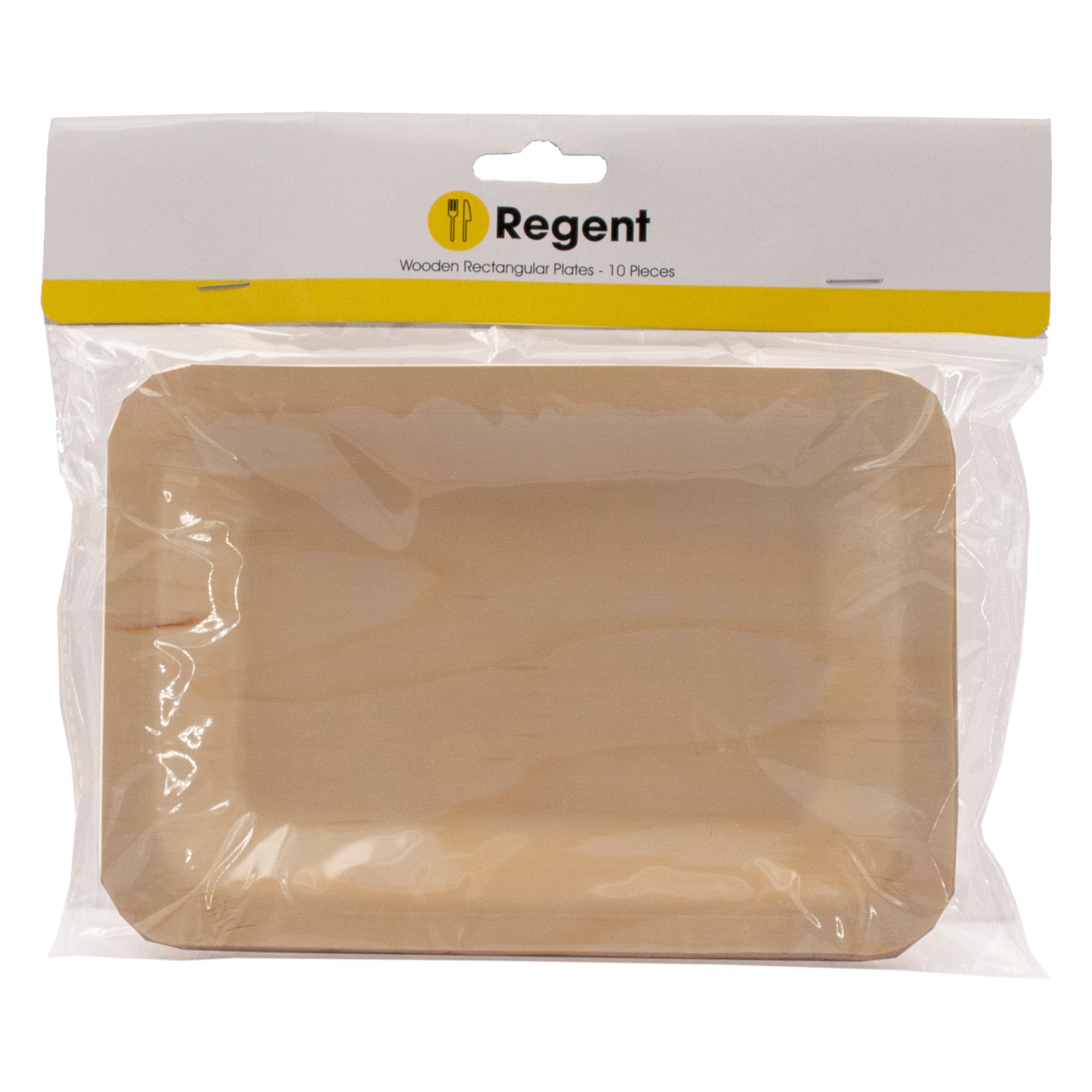 REGENT DISPOSABLE WOODEN RECTANGULAR PLATES 10PK, 190MM