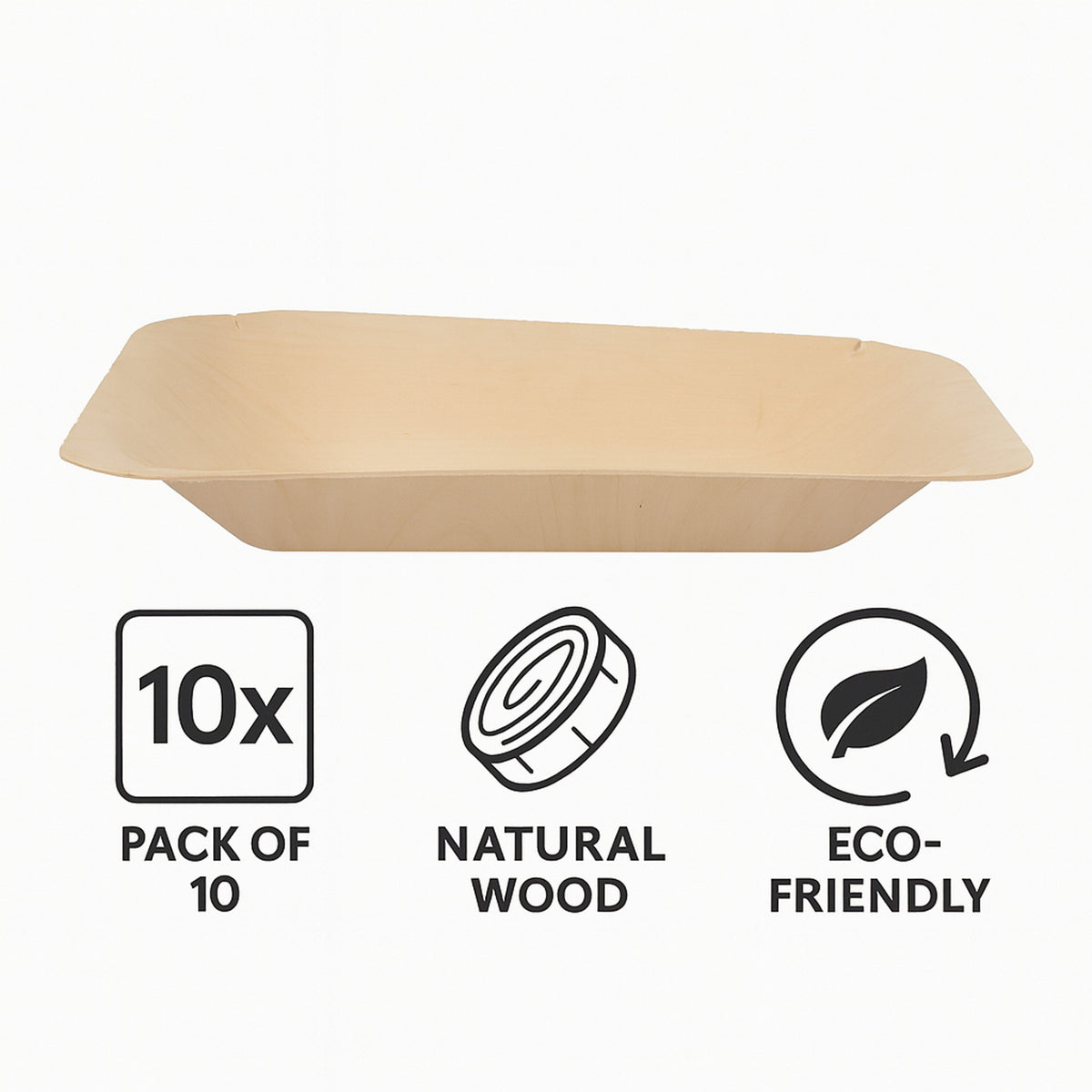 REGENT DISPOSABLE WOODEN SQUARE PLATES 10PK, 150X150MM