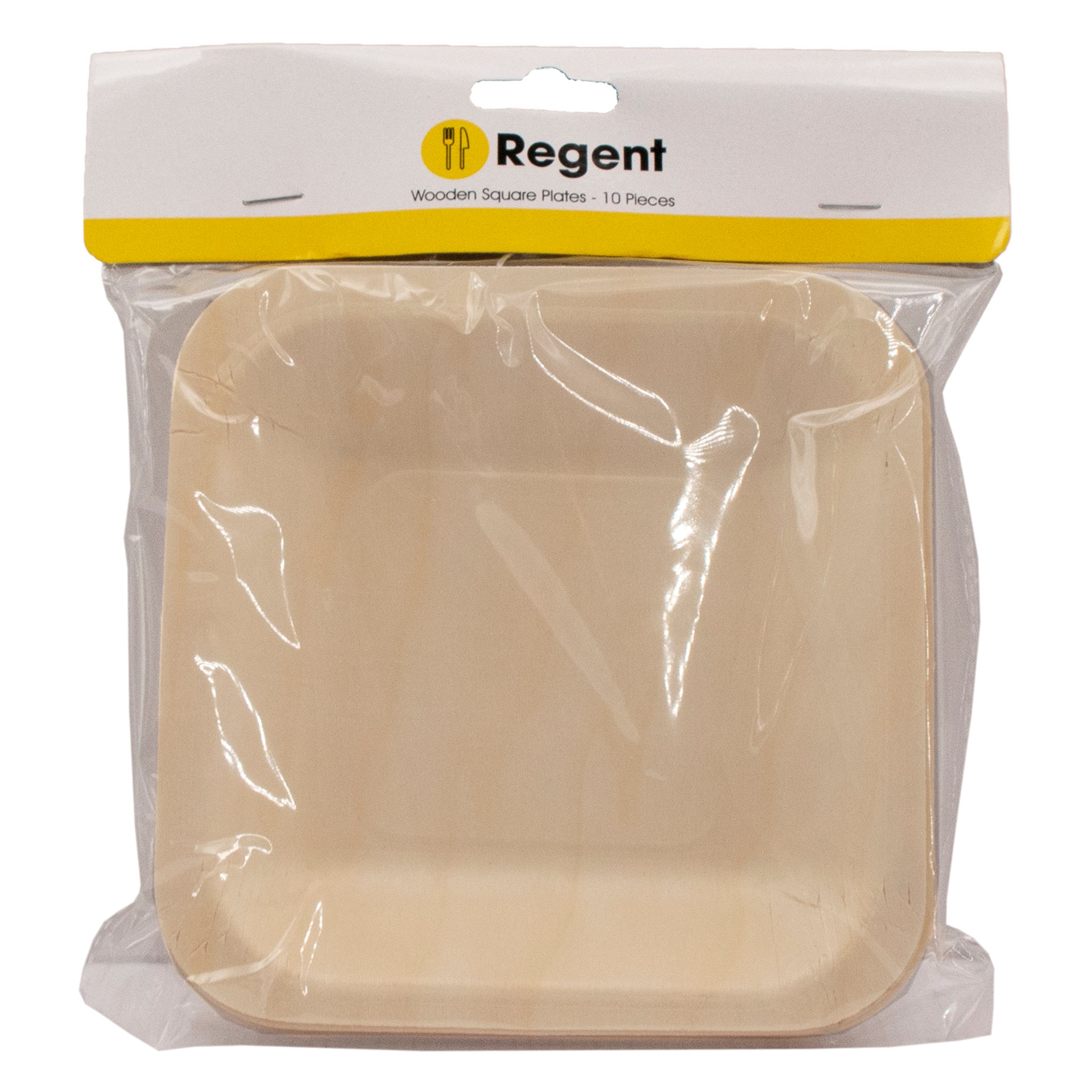 REGENT DISPOSABLE WOODEN SQUARE PLATES 10PK, 150X150MM