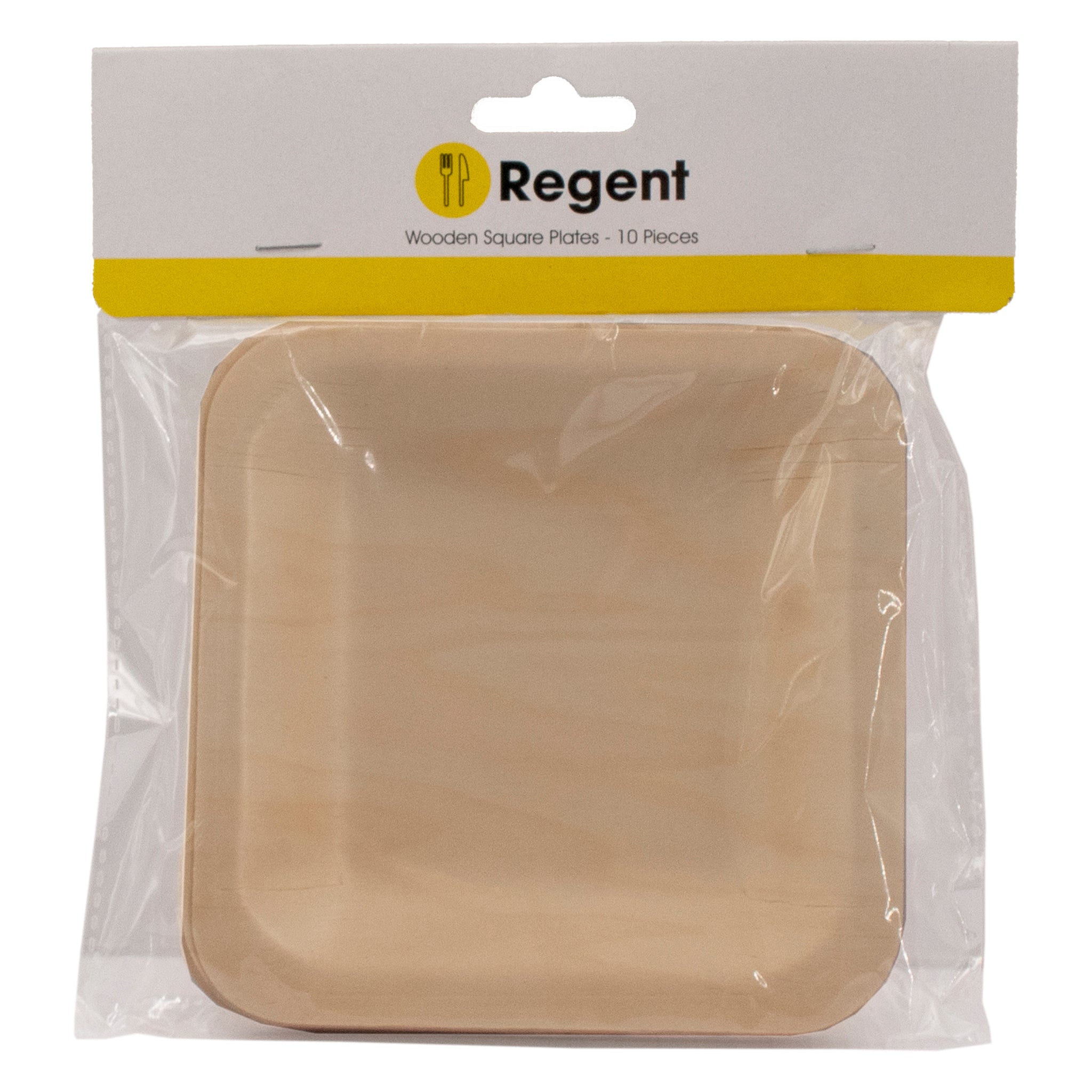 REGENT DISPOSABLE WOODEN SQUARE PLATES 10PK, 126X126MM