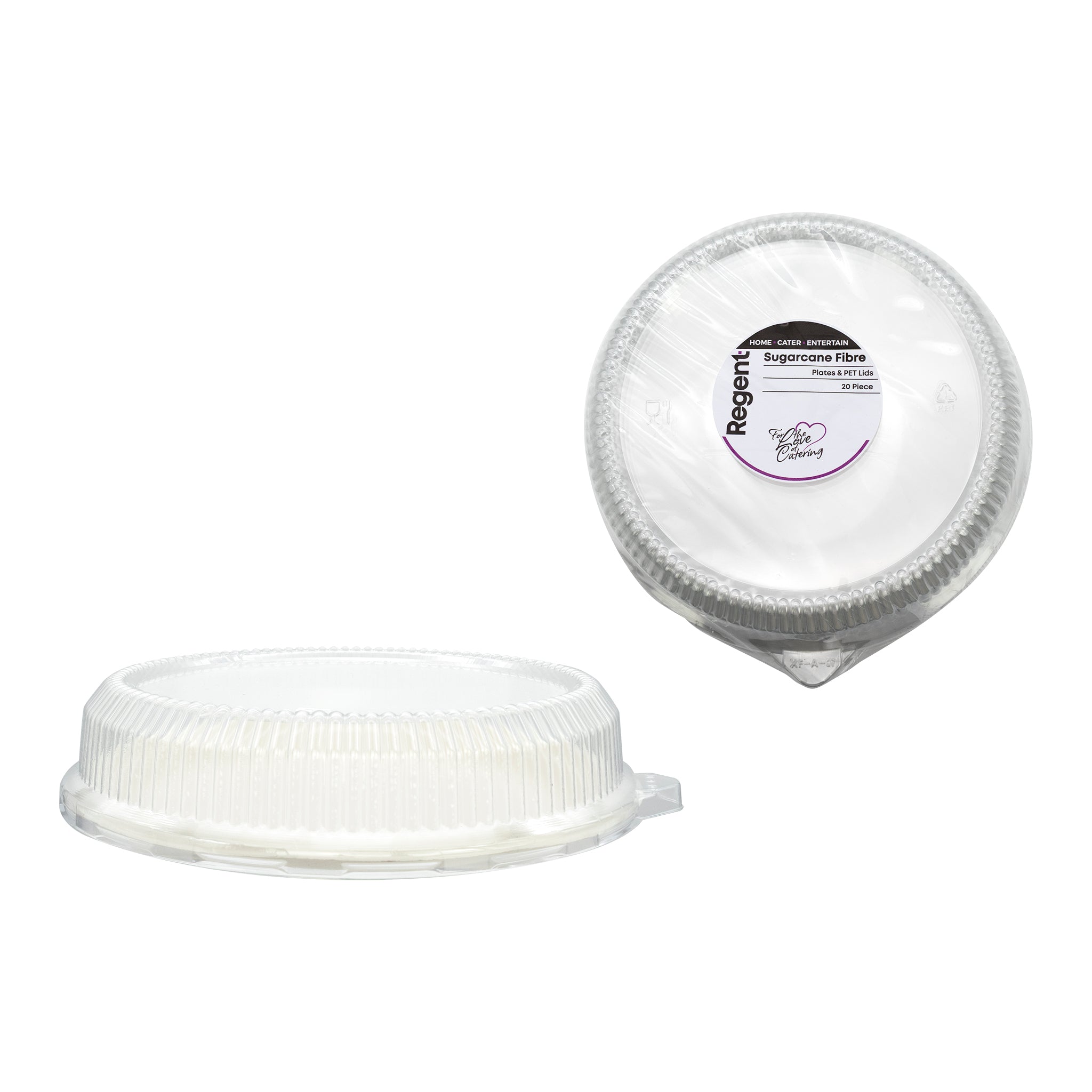 REGENT SUGARCANE FIBRE PLATES & PET LIDS 20PCS, 230MM