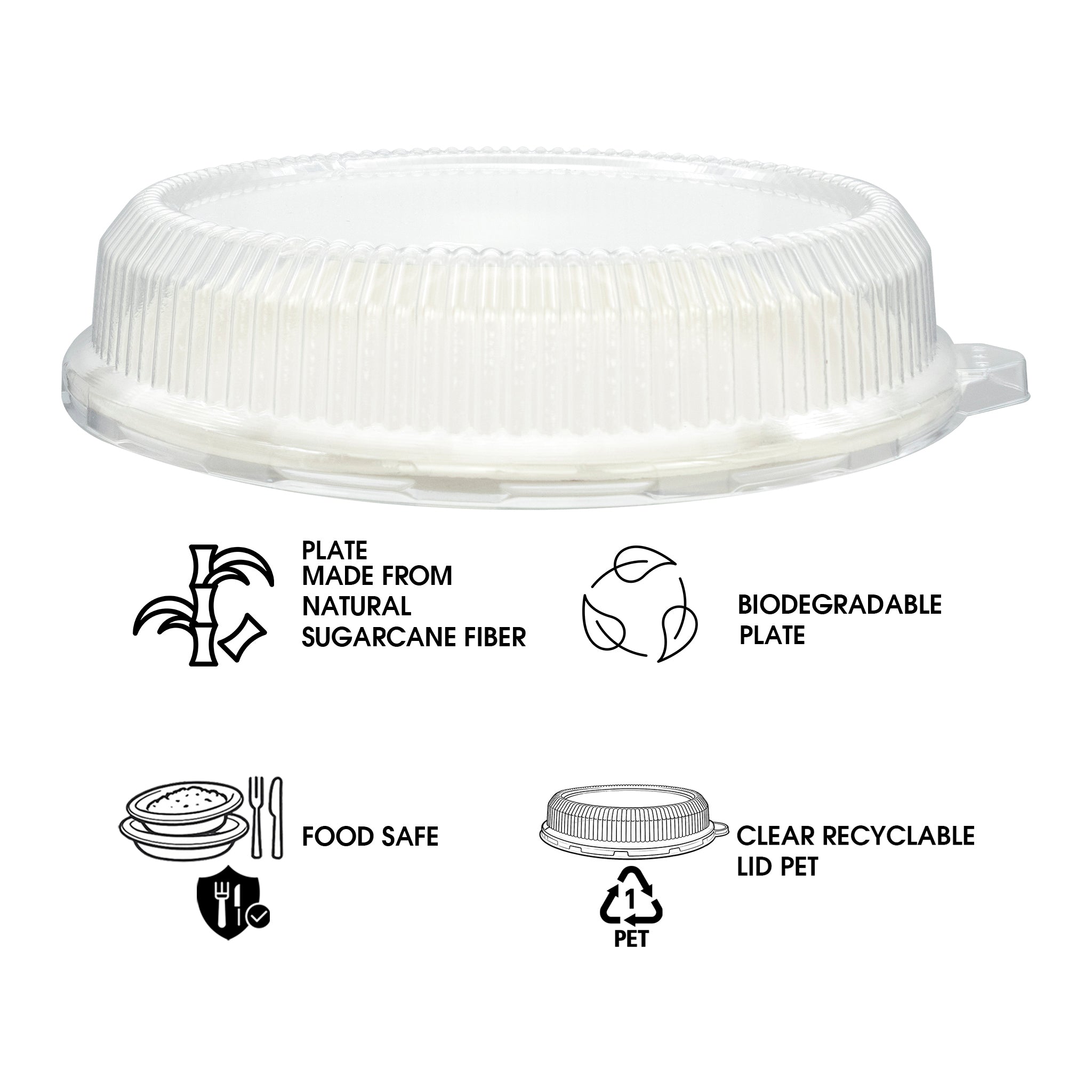 REGENT SUGARCANE FIBRE PLATES & PET LIDS 20PCS, 230MM