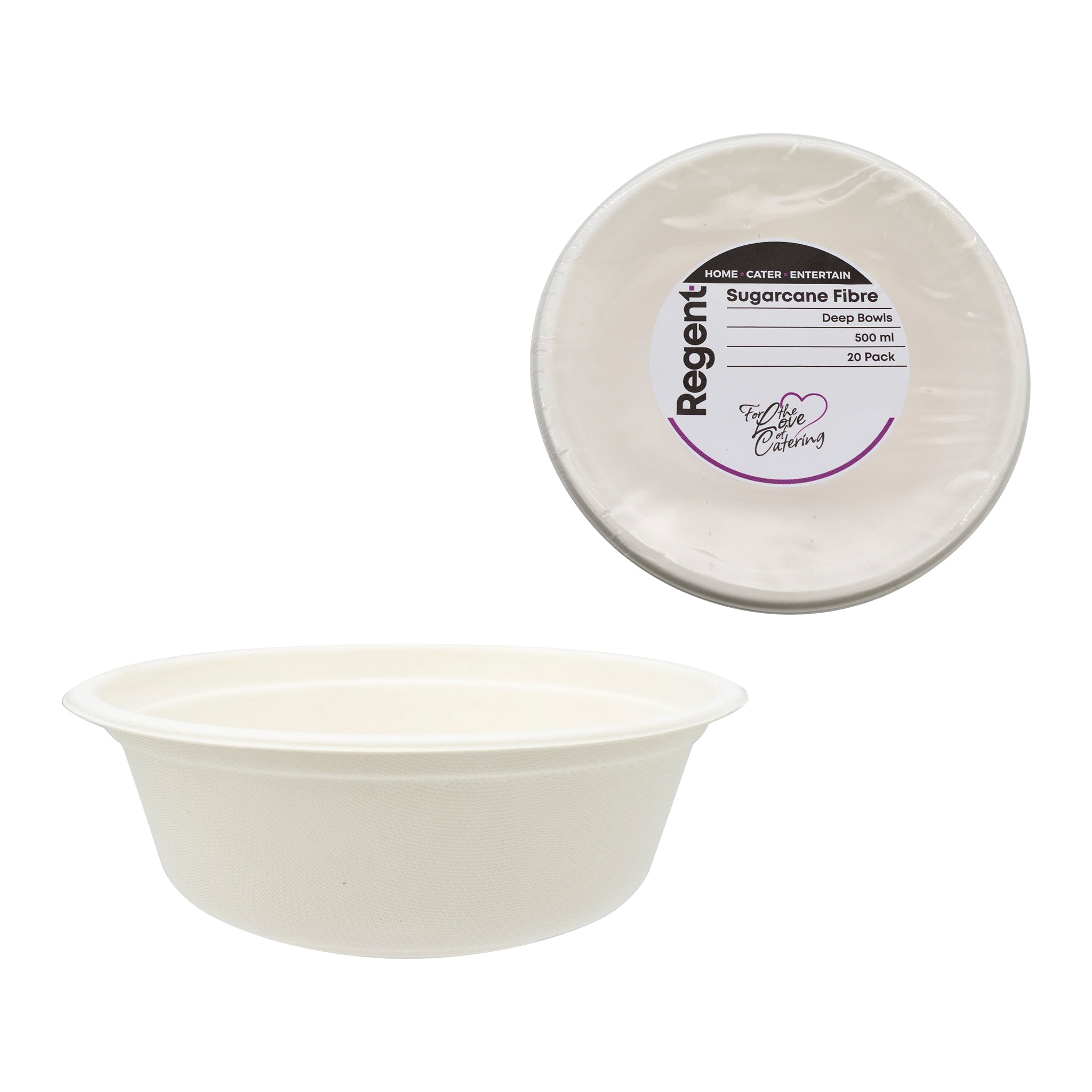 REGENT SUGARCANE FIBRE DEEP BOWLS 20PK, 500ML