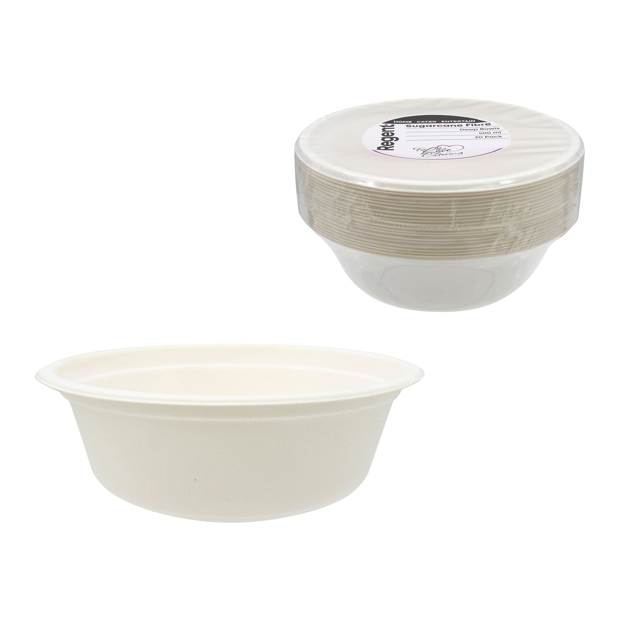 REGENT SUGARCANE FIBRE DEEP BOWLS 20PK, 500ML