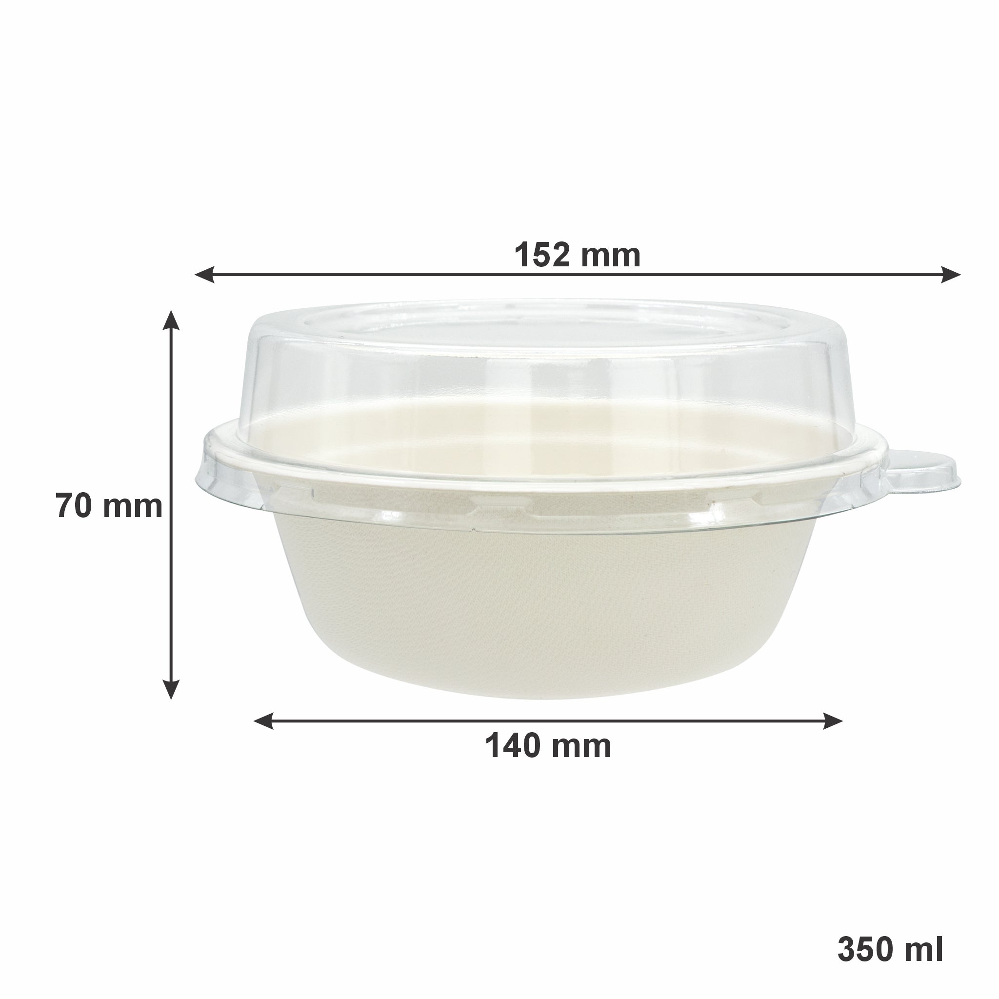 REGENT SUGARCANE FIBRE BOWLS & PET LIDS 350ML, 20PCS