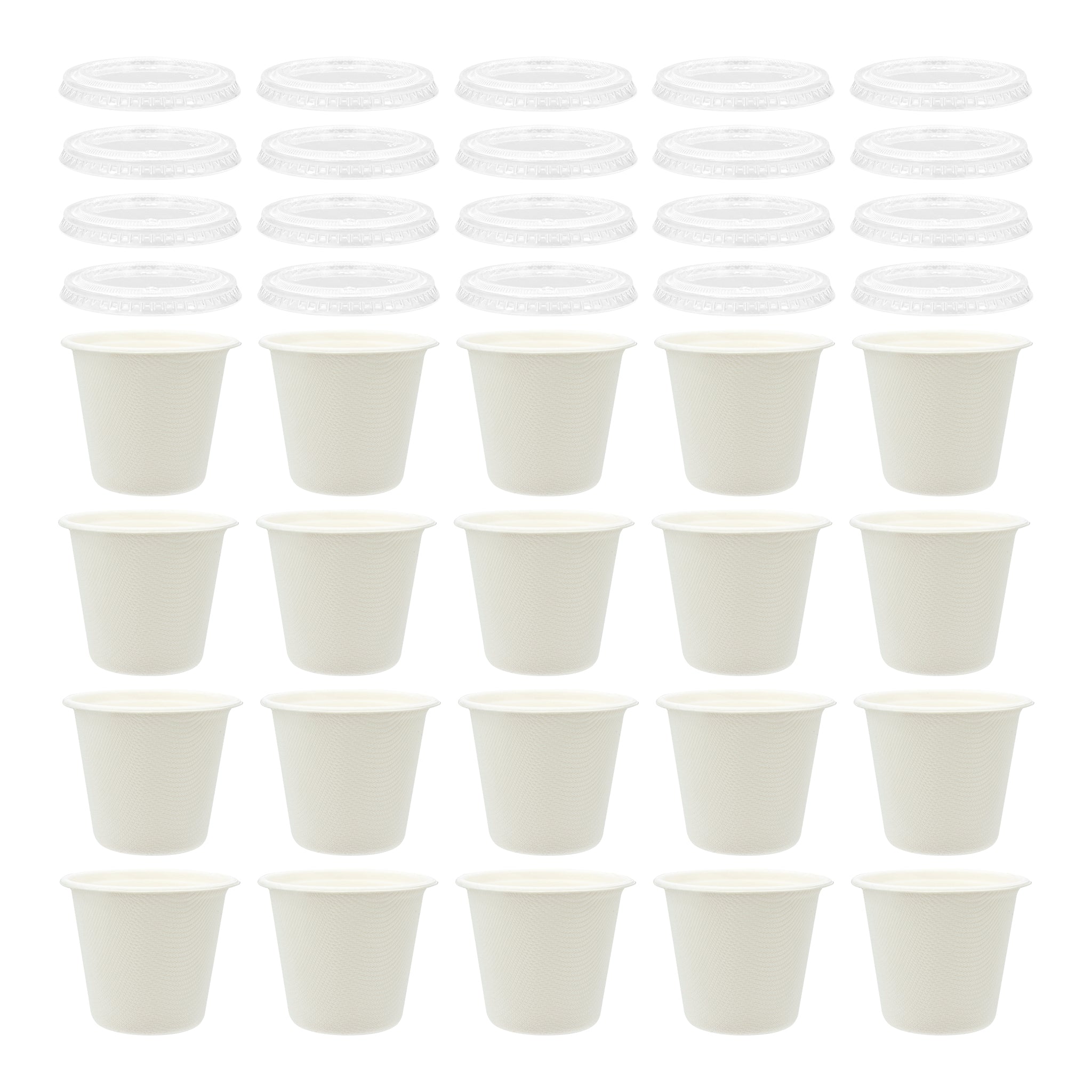 REGENT SUGARCANE FIBRE SAUCE CONTAINER 60ML & PET LIDS, 40 PCS