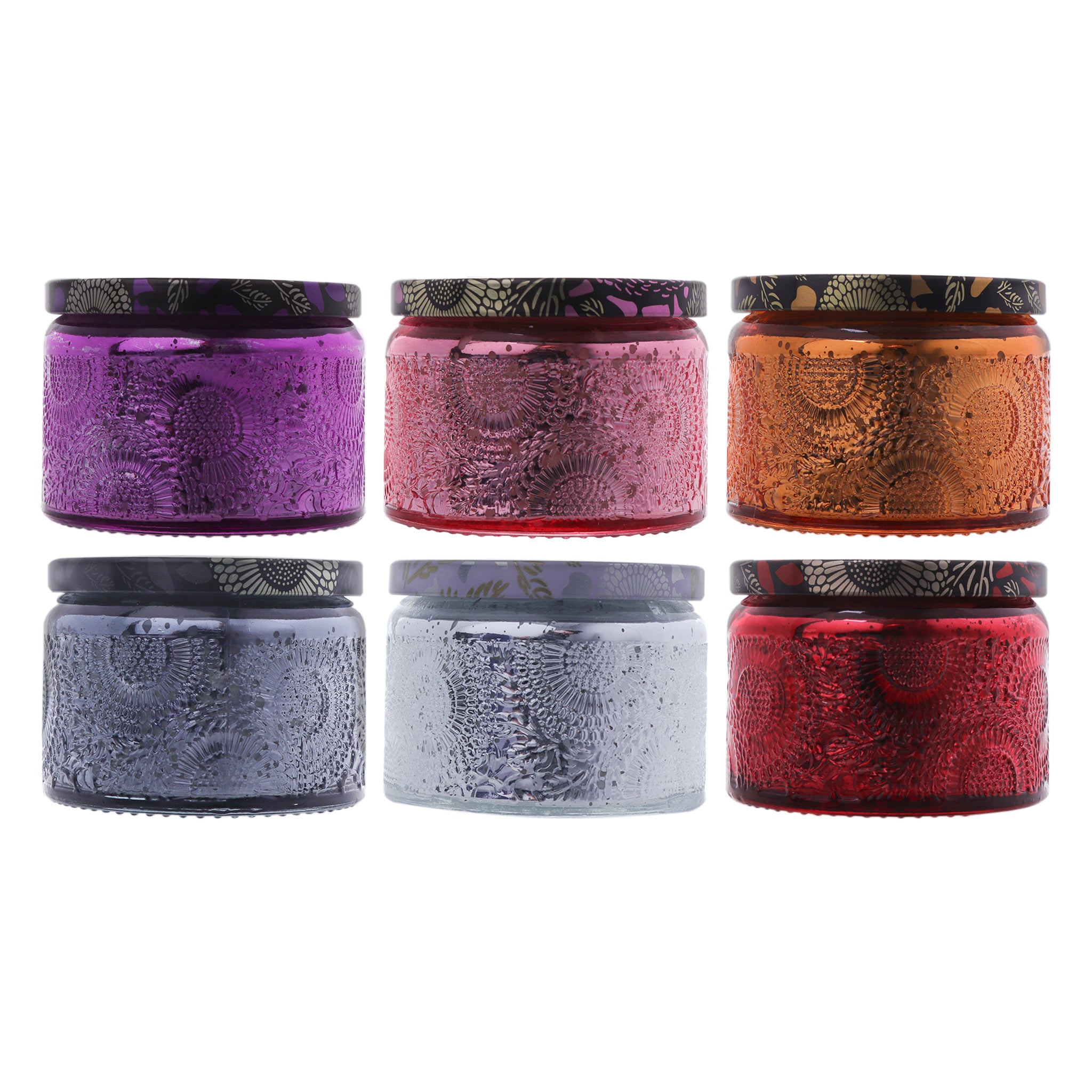 REGENT SCENTED CANDLES VANILLA IN EMBOSSED GLASS JARS, ASST. COLOURS, 100G