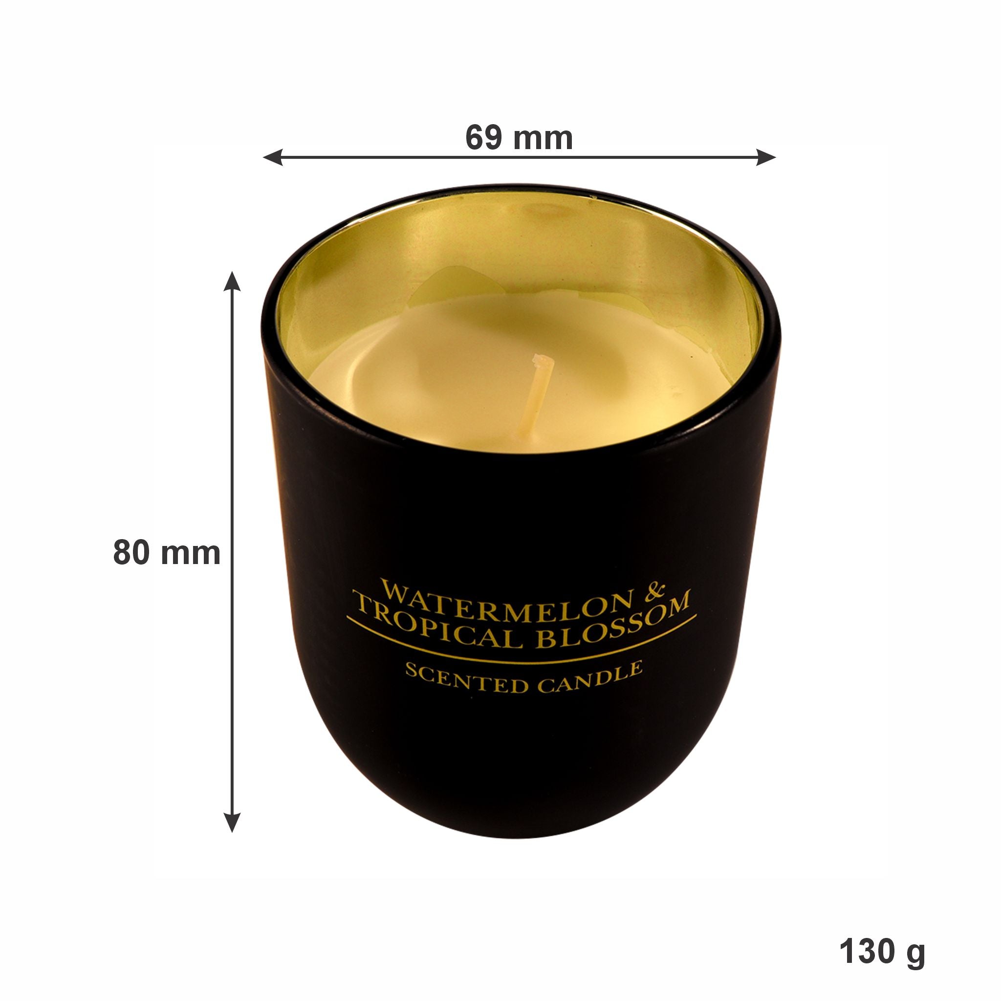REGENT SCENTED CANDLE BLACK JAR SMALL, WATERMELON & TROPICAL BLOSSOM 130G