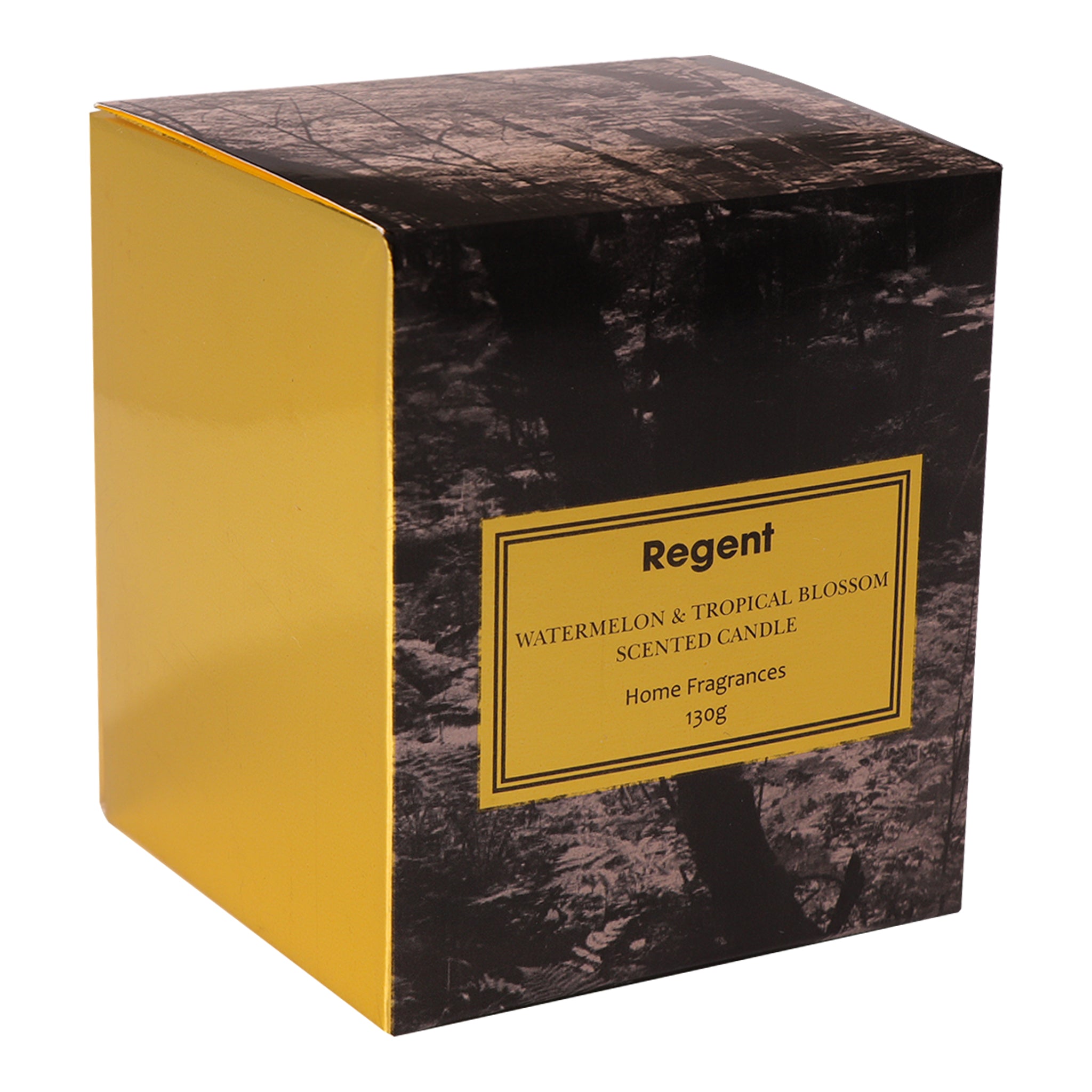 REGENT SCENTED CANDLE BLACK JAR SMALL, WATERMELON & TROPICAL BLOSSOM 130G