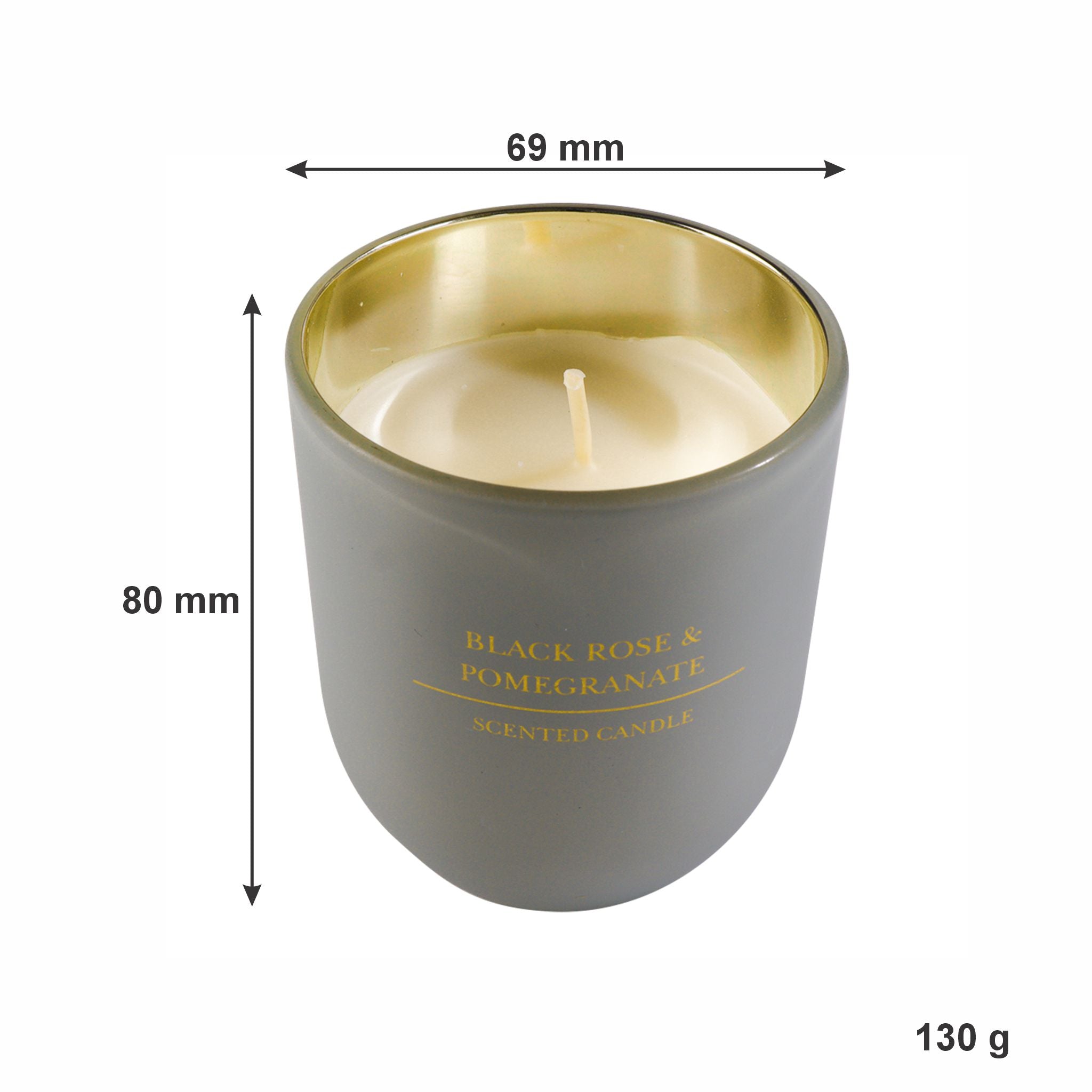REGENT SCENTED CANDLE GREY JAR SMALL, BLACK ROSE & POMEGRANATE 130G