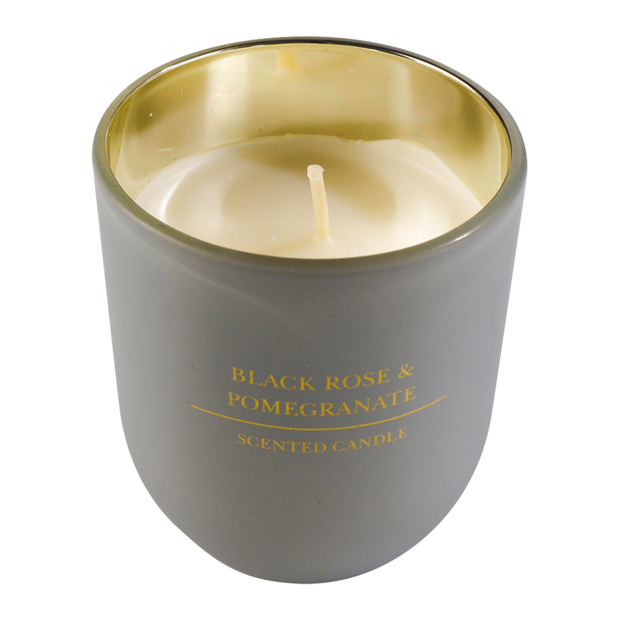 REGENT SCENTED CANDLE GREY JAR SMALL, BLACK ROSE & POMEGRANATE 130G