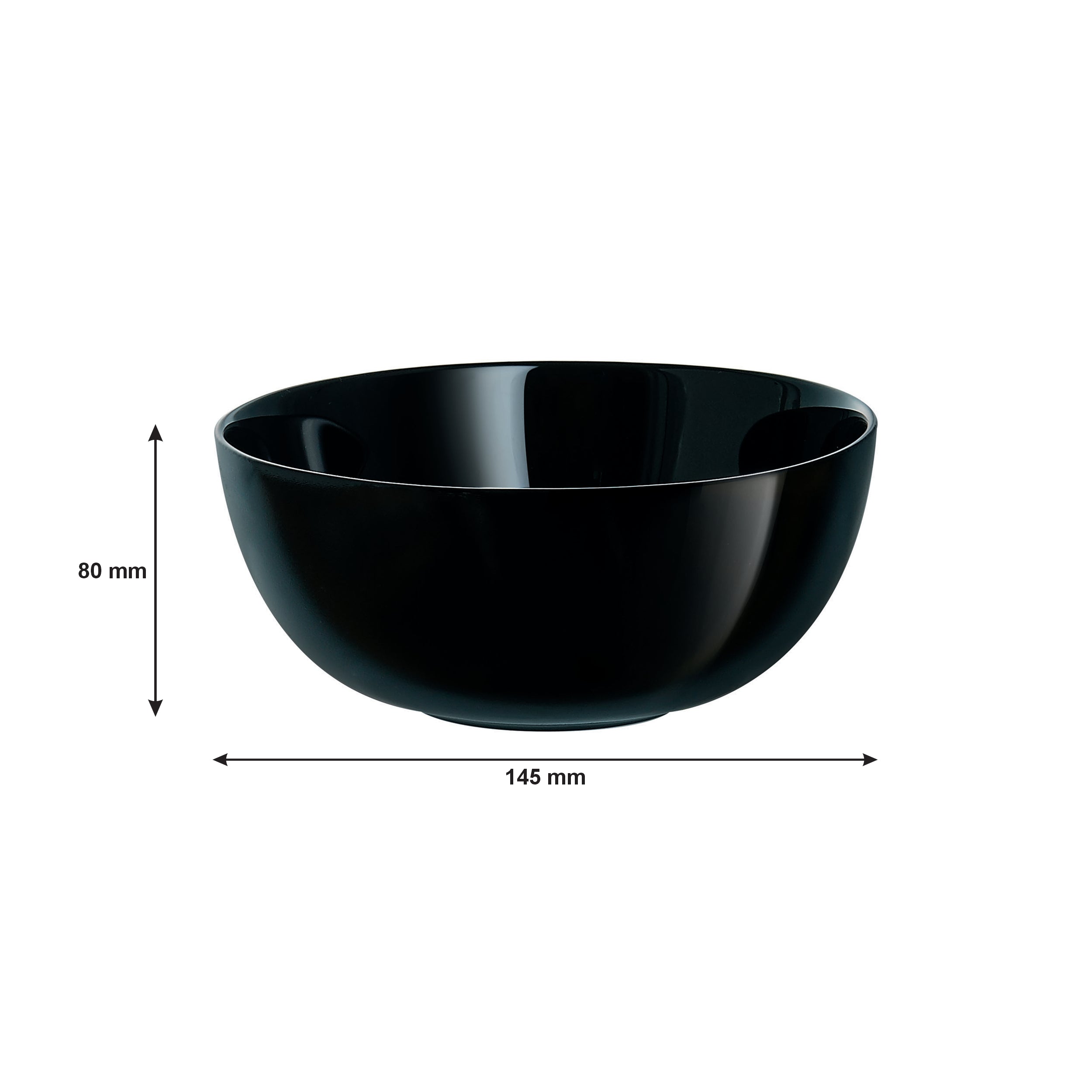 LUMINARC OPAL BLACK BOWL 750ML, 145MM DIA