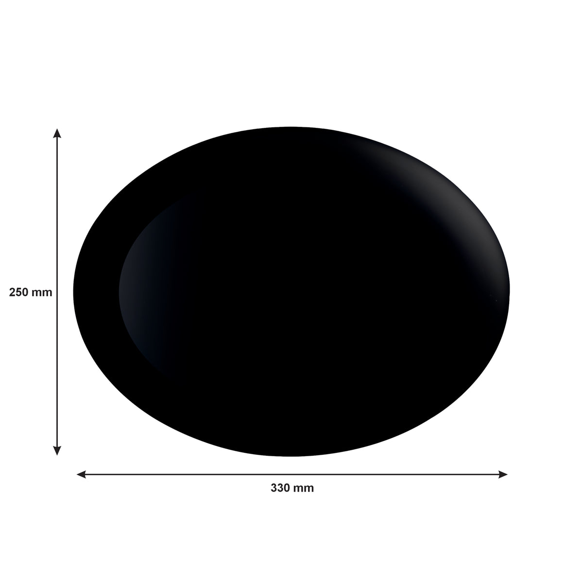 LUMINARC OPAL BLACK OVAL PLATE, 250X330MM