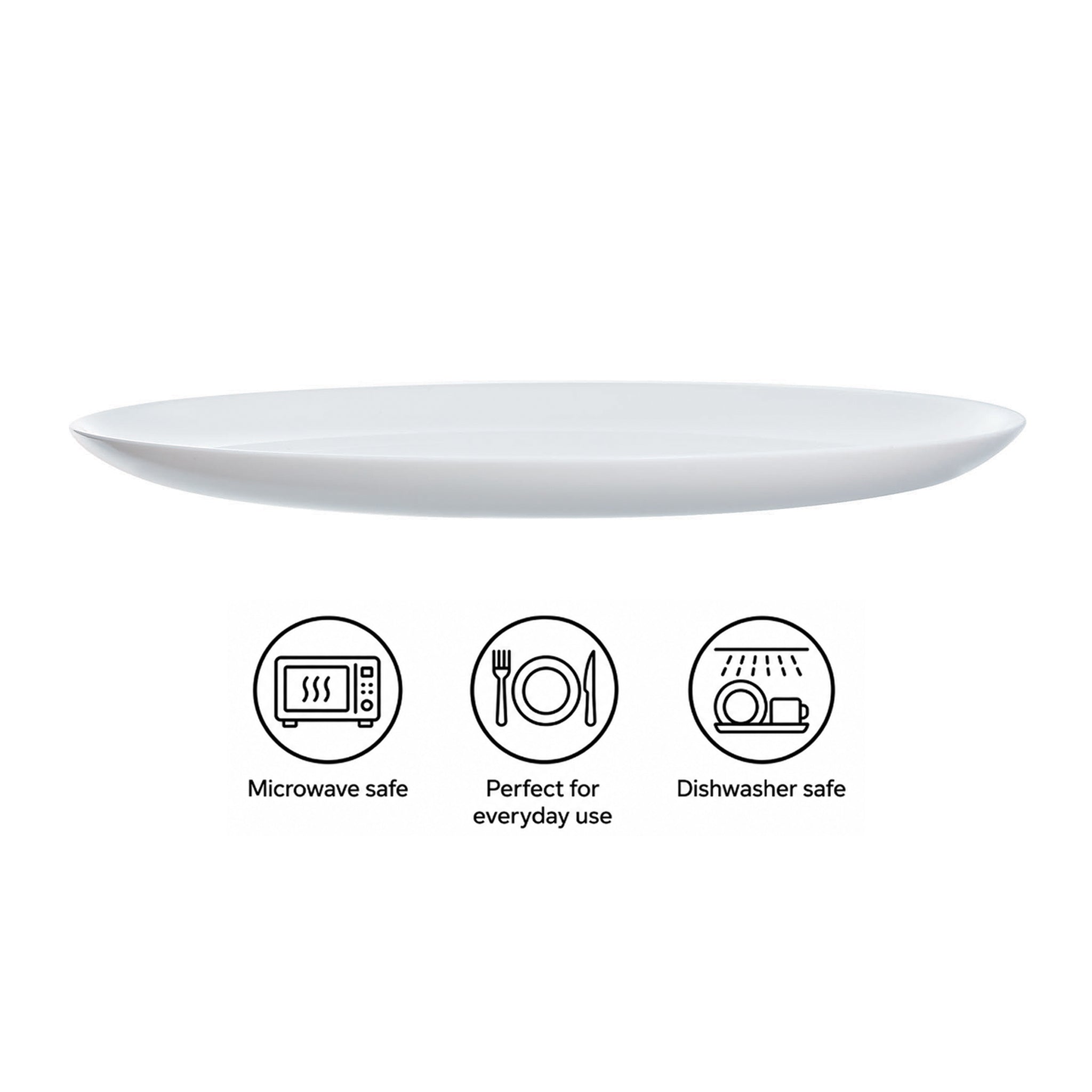 LUMINARC OPAL FRIENDS TIME TEMPERED WHITE PIZZA PLATE, 320MM DIA