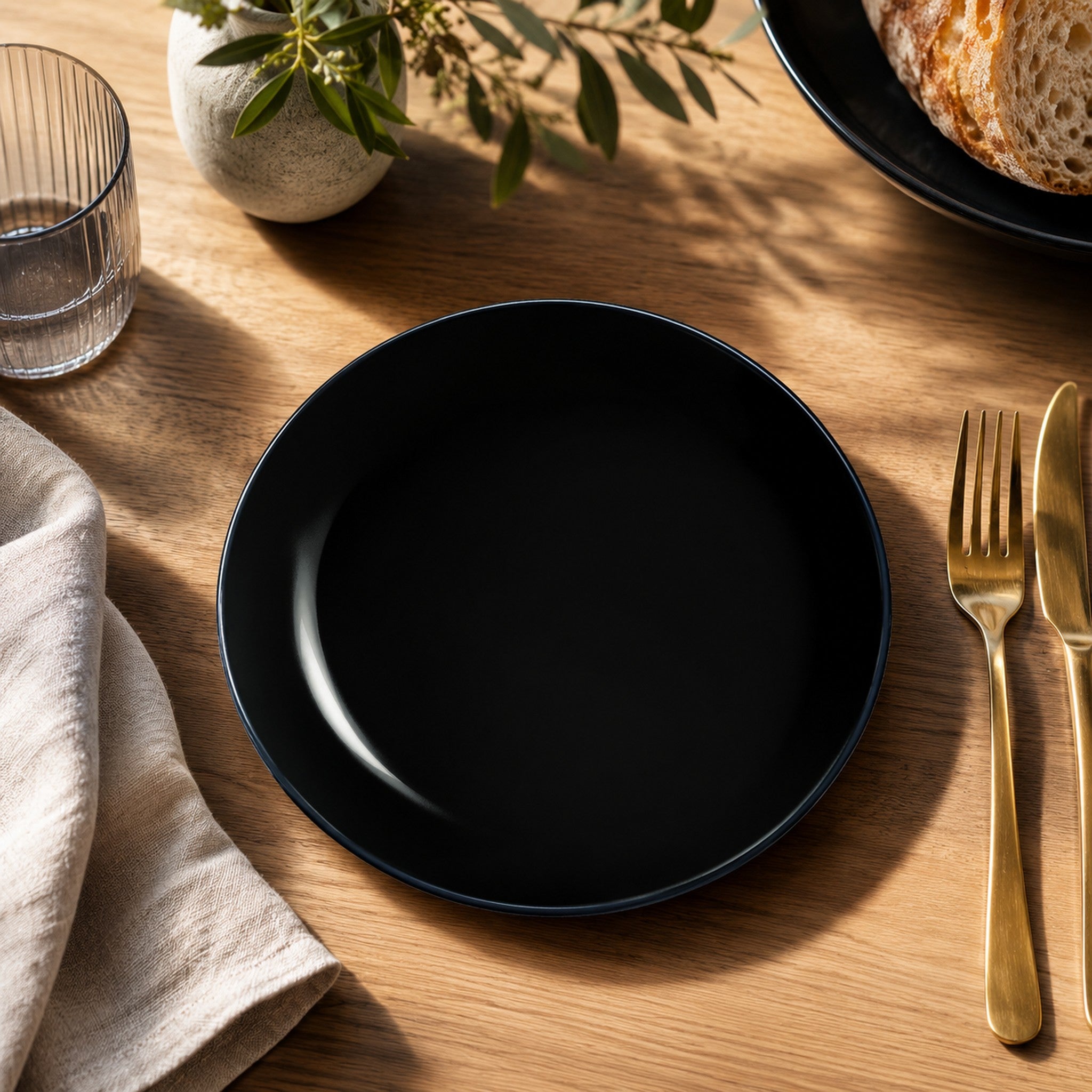 LUMINARC OPAL BLACK SIDE PLATE, 190MM DIA