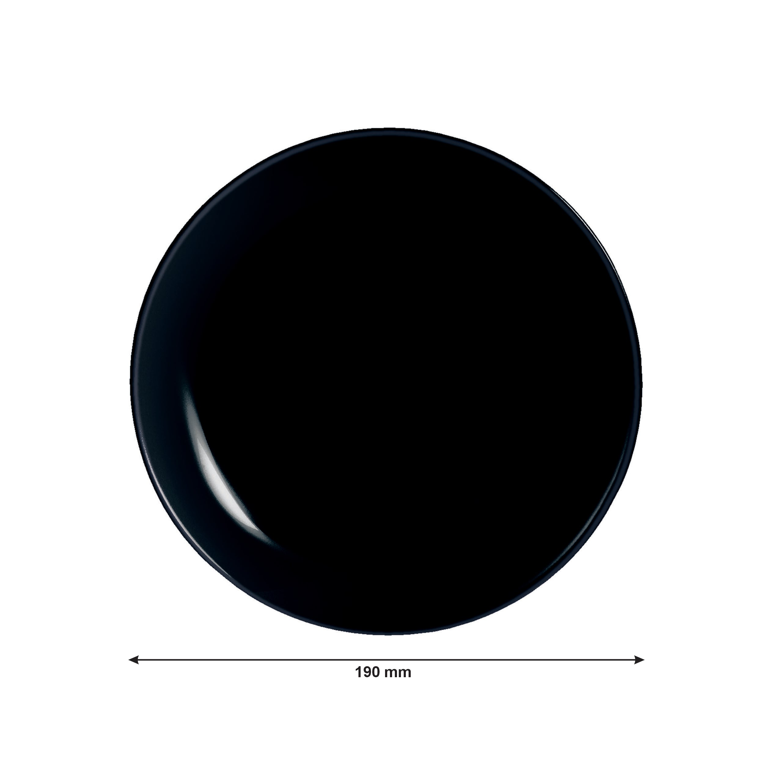 LUMINARC OPAL BLACK SIDE PLATE, 190MM DIA