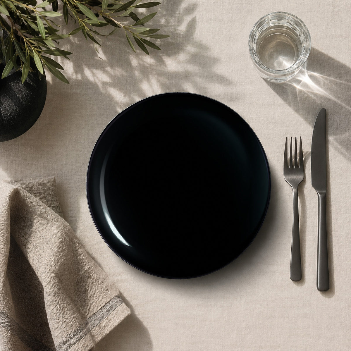 LUMINARC OPAL BLACK DINNER PLATE, 270MM DIA
