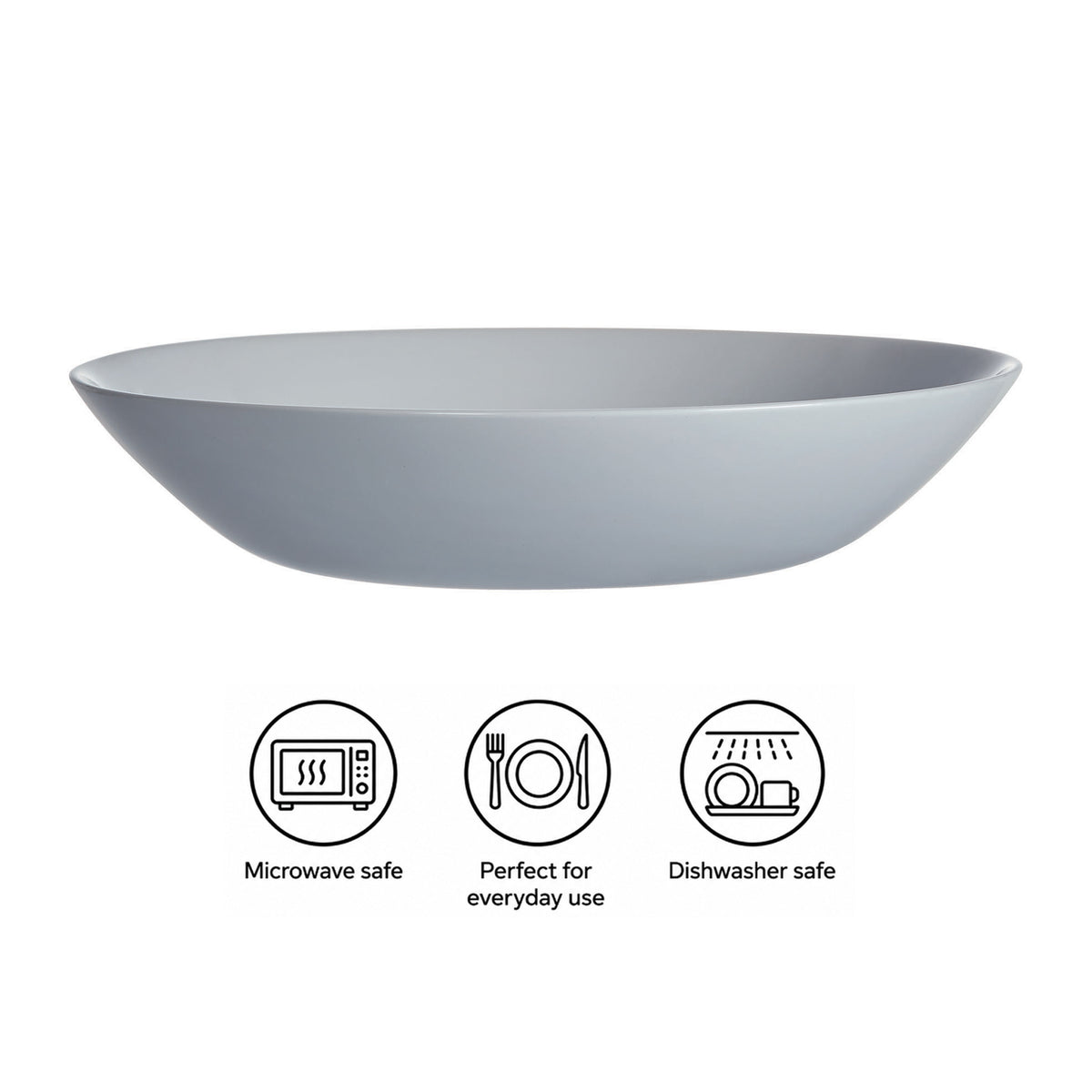 LUMINARC OPAL GREY SOUP BOWL 780ML, 200MM DIA