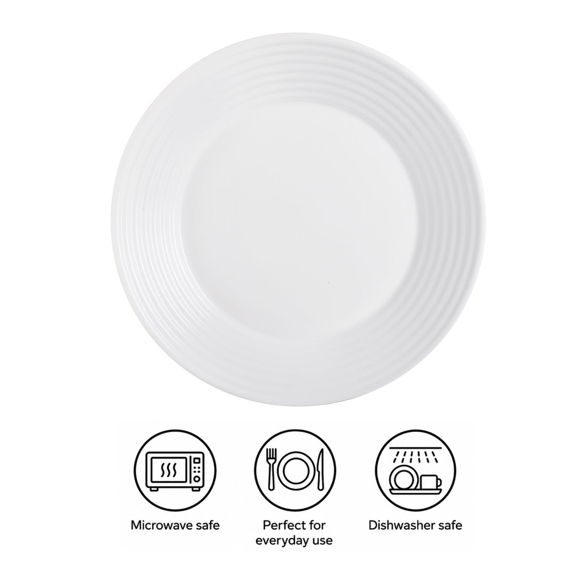 LUMINARC STAIRO WHITE OPAL TEMPERED DINNER PLATE, 250MM DIA