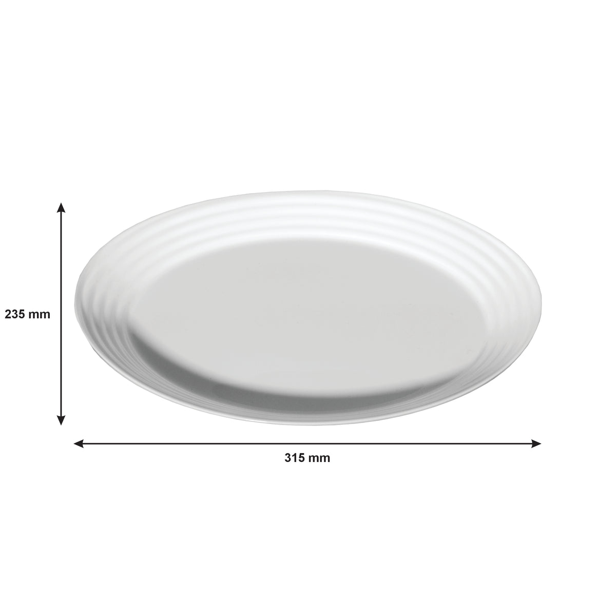 LUMINARC STAIRO WHITE OPAL TEMPERED GLASS OVAL PLATE, (330X250MM)