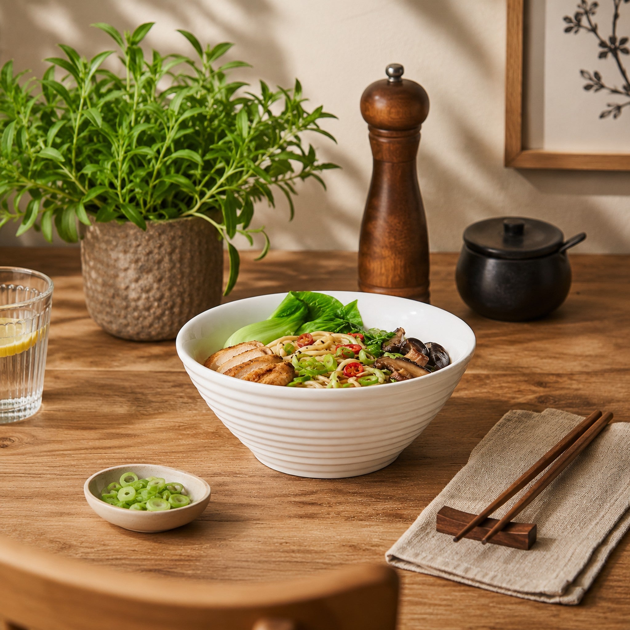 LUMINARC STAIRO WHITE OPAL TEMPERED GLASS NOODLE BOWL 1L, 180MM DIA