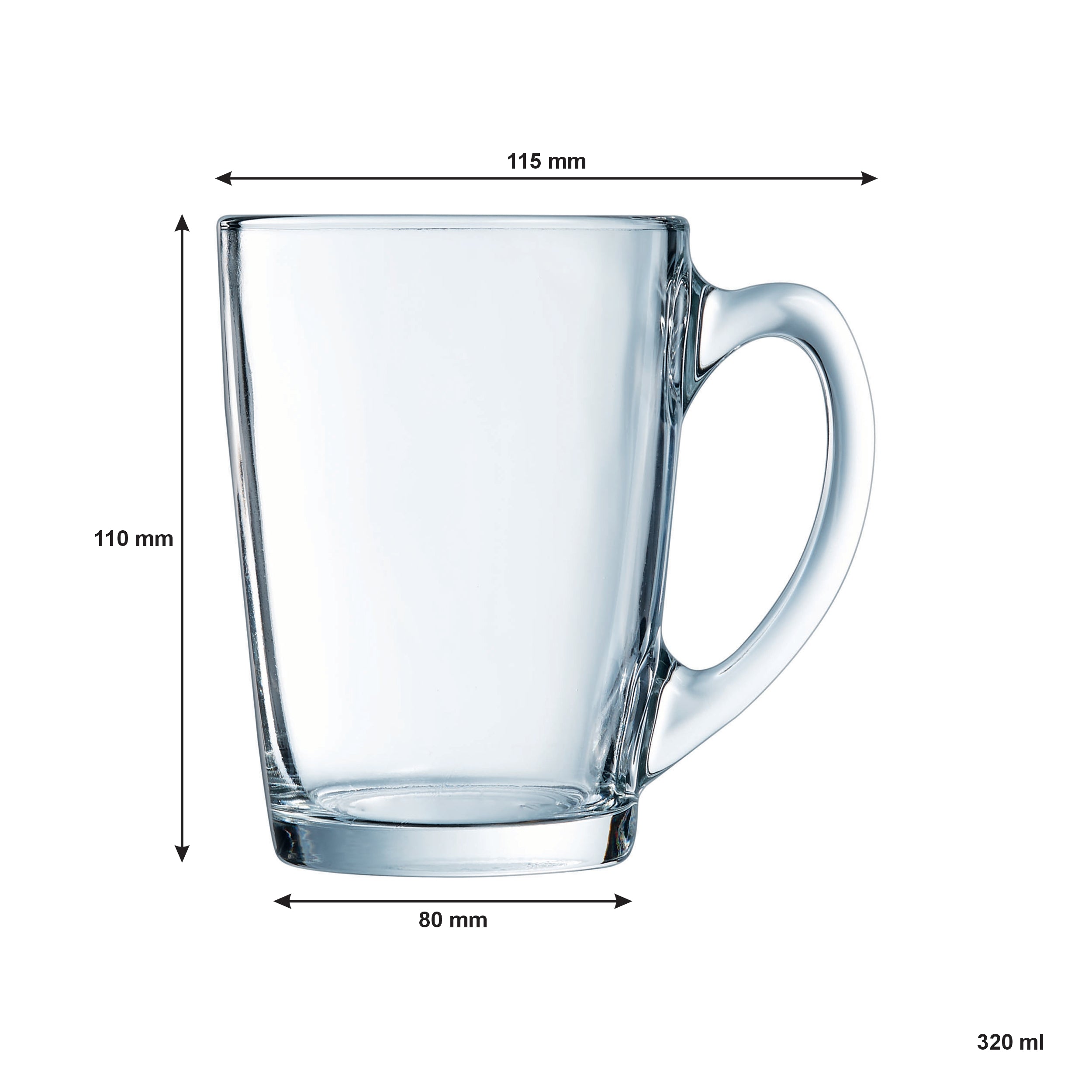LUMINARC NEW MORNING TEMPERED GLASS BULLET SHAPE MUG, 320ML