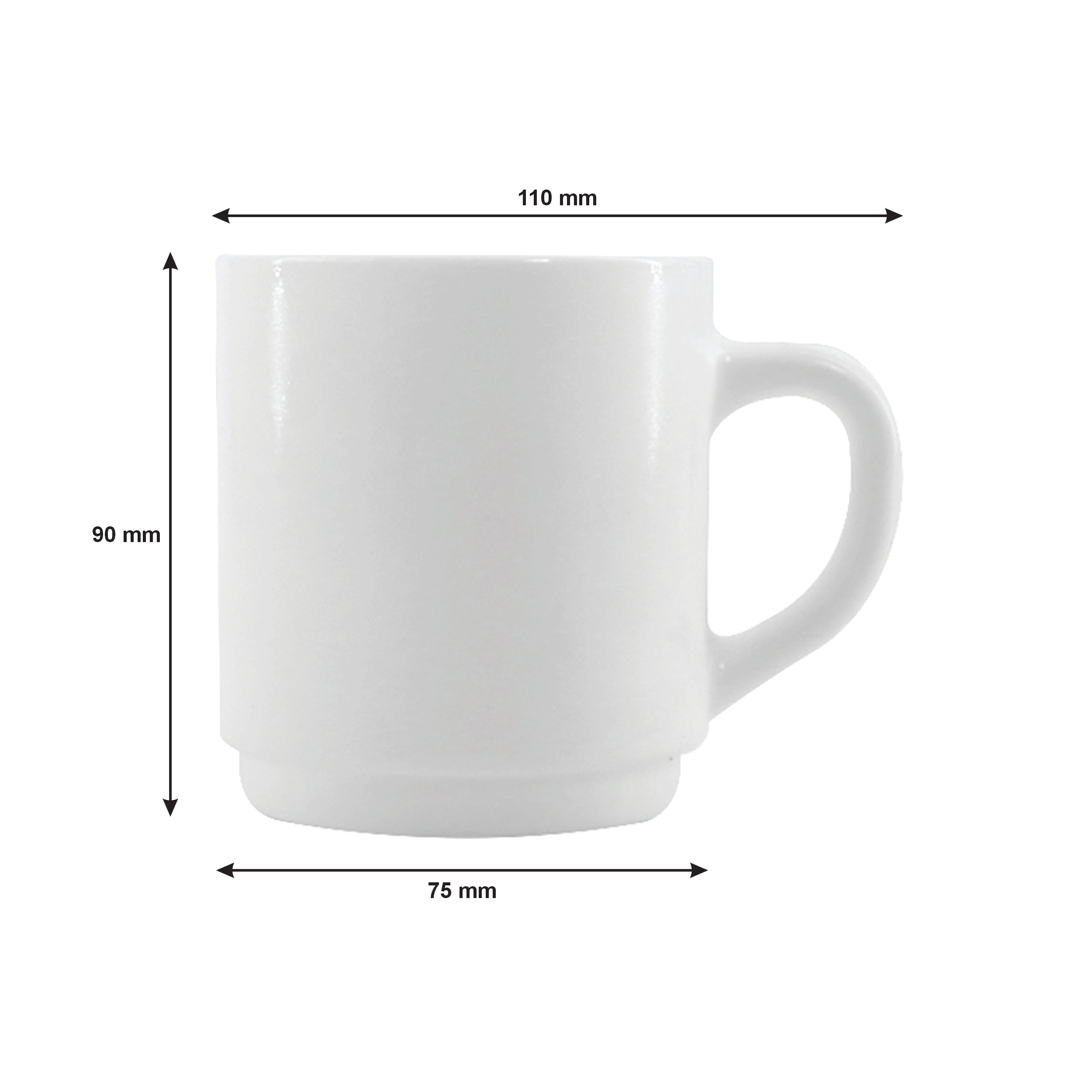 LUMINARC EVERYDAY WHITE OPAL GLASS CAN SHAPE STACKING MUG, 290ML