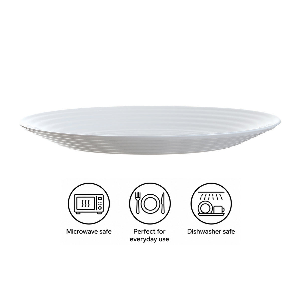 LUMINARC STAIRO WHITE OPAL TEMPERED GLASS SIDE PLATE, 190MM DIA