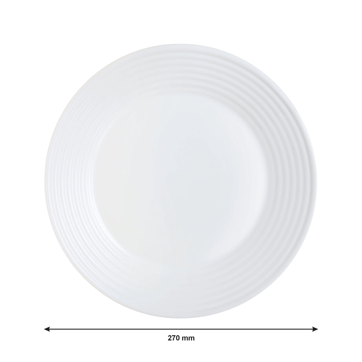 LUMINARC STAIRO WHITE OPAL TEMPERED GLASS LARGE DINNER PLATE, 270MM DIA