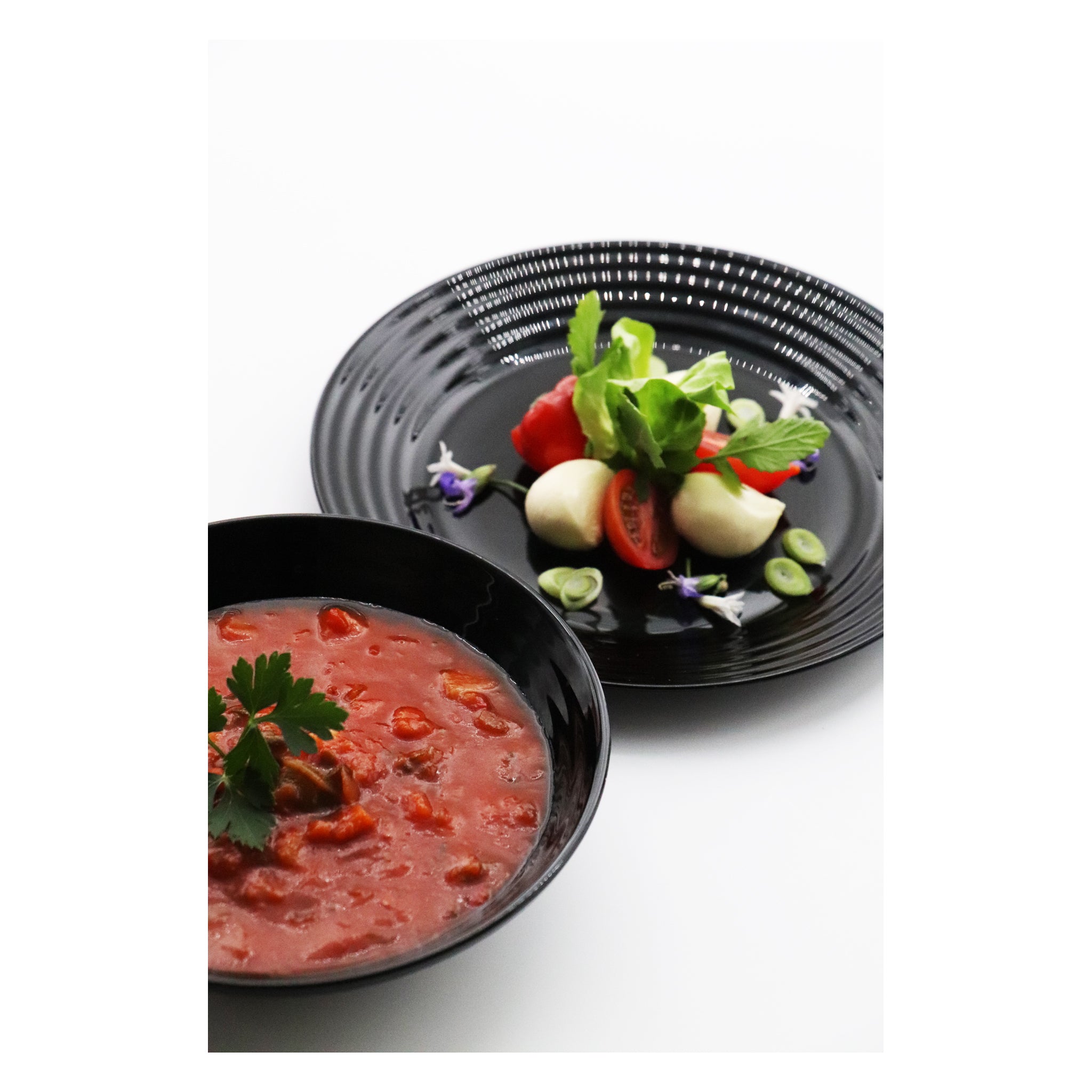 LUMINARC HARENA BLACK OPAL TEMPERED GLASS SIDE PLATE, 190MM DIA