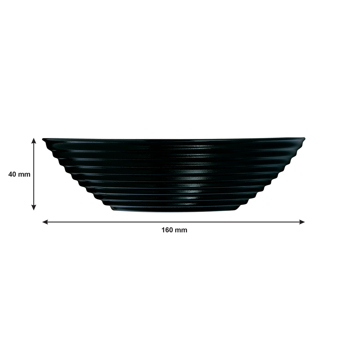 LUMINARC HARENA BLACK OPAL TEMPERED GLASS MULTI-PURPOSE BOWL 450ML, 160MM DIA