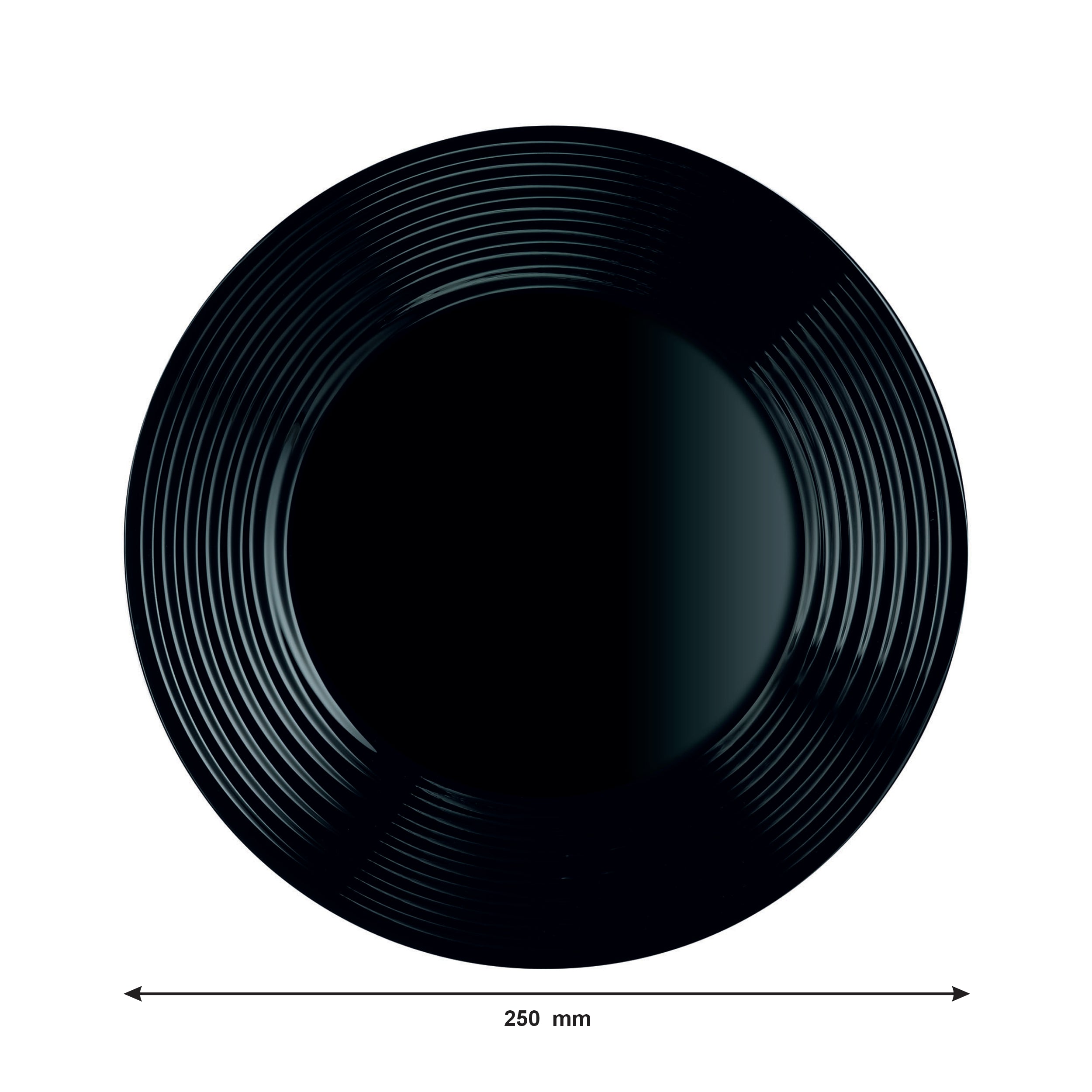 LUMINARC HARENA BLACK OPAL TEMPERED GLASS DINNER PLATE, 250MM DIA