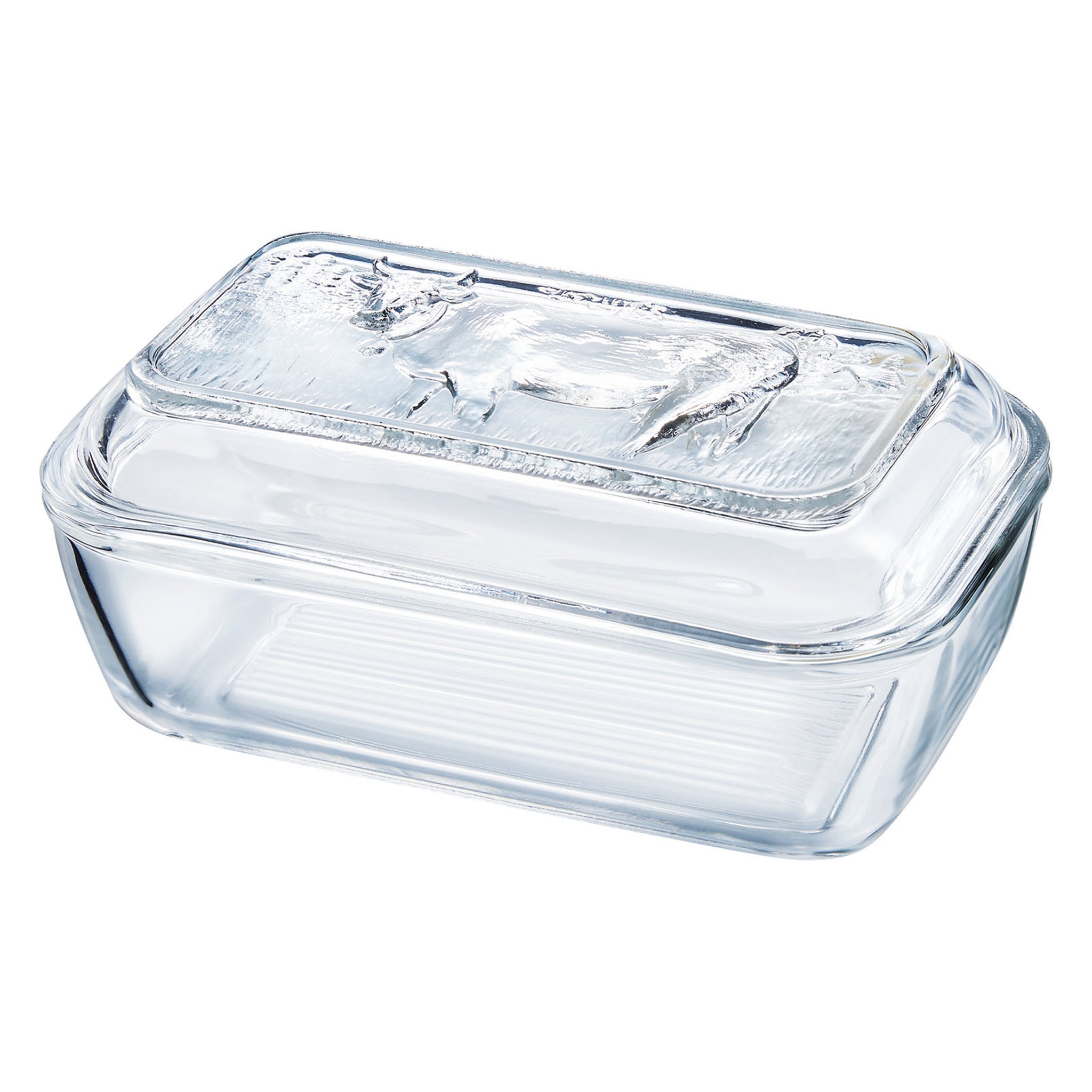 LUMINARC TEMPERED GLASS COW BUTTER DISH, 110X170MM