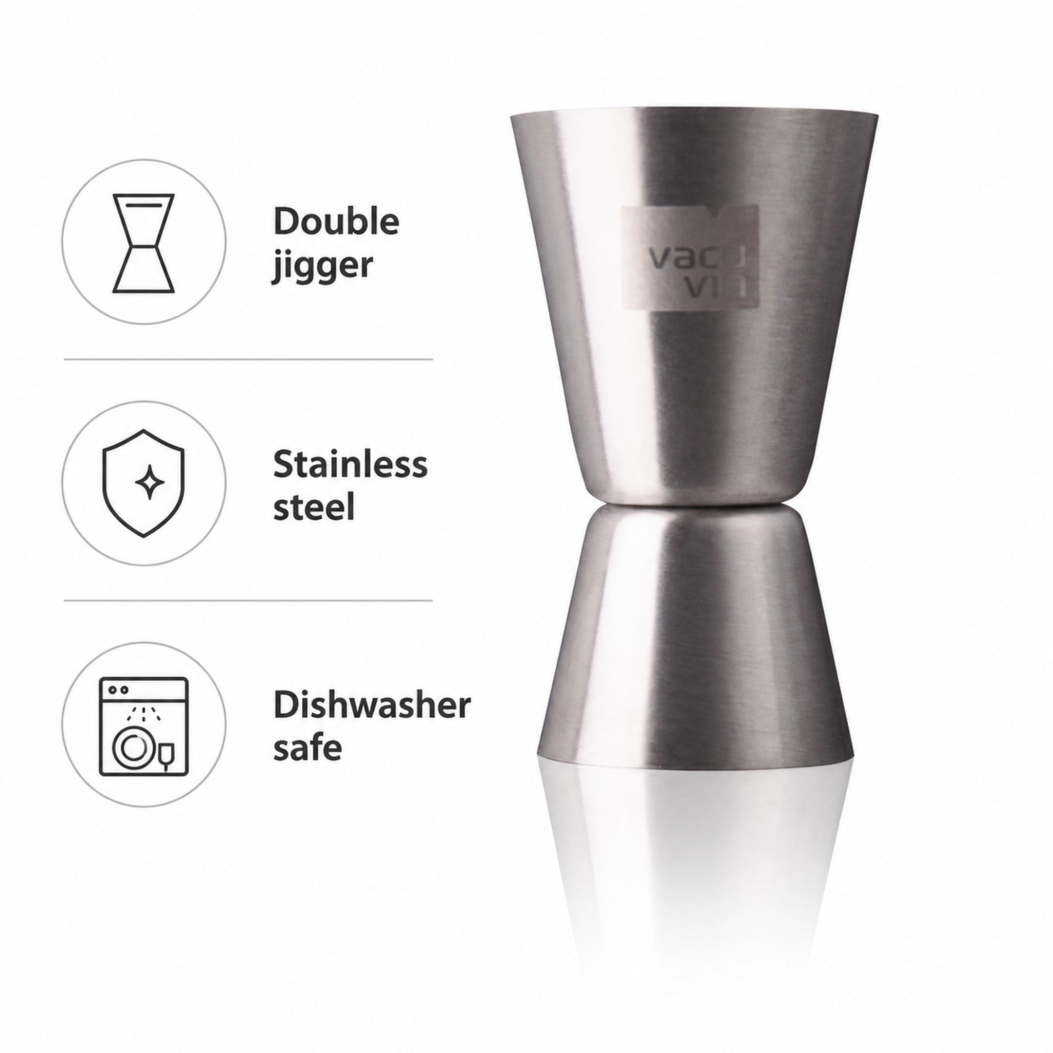 VACU VIN DOUBLE JIGGER STAINLESS STEEL, (15ML/30ML)