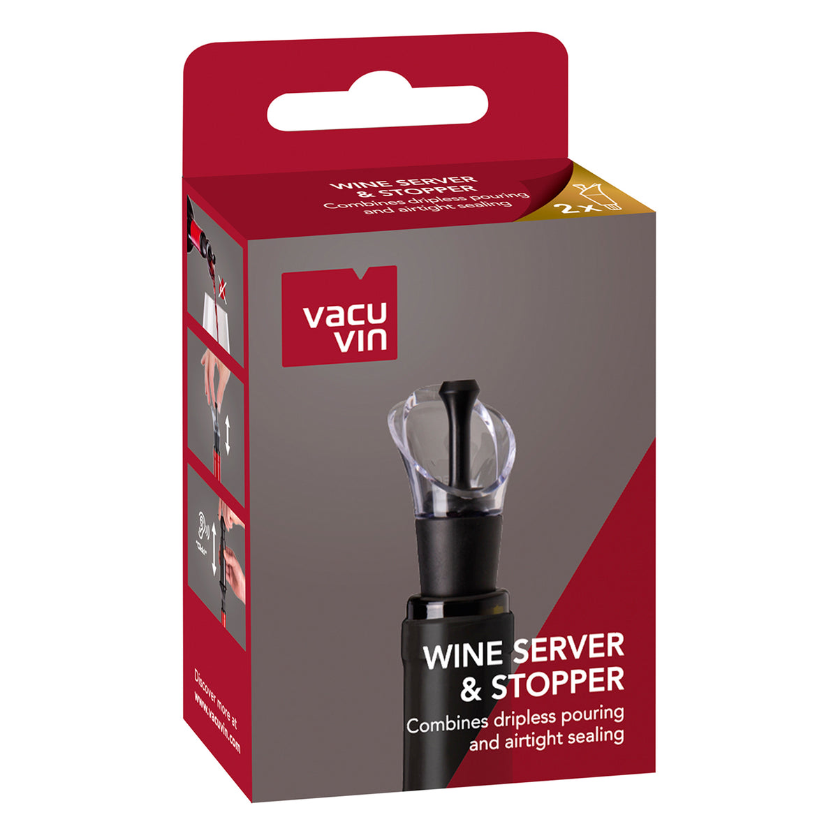 VACU VIN WINE SERVER & STOPPER BLACK 2PK