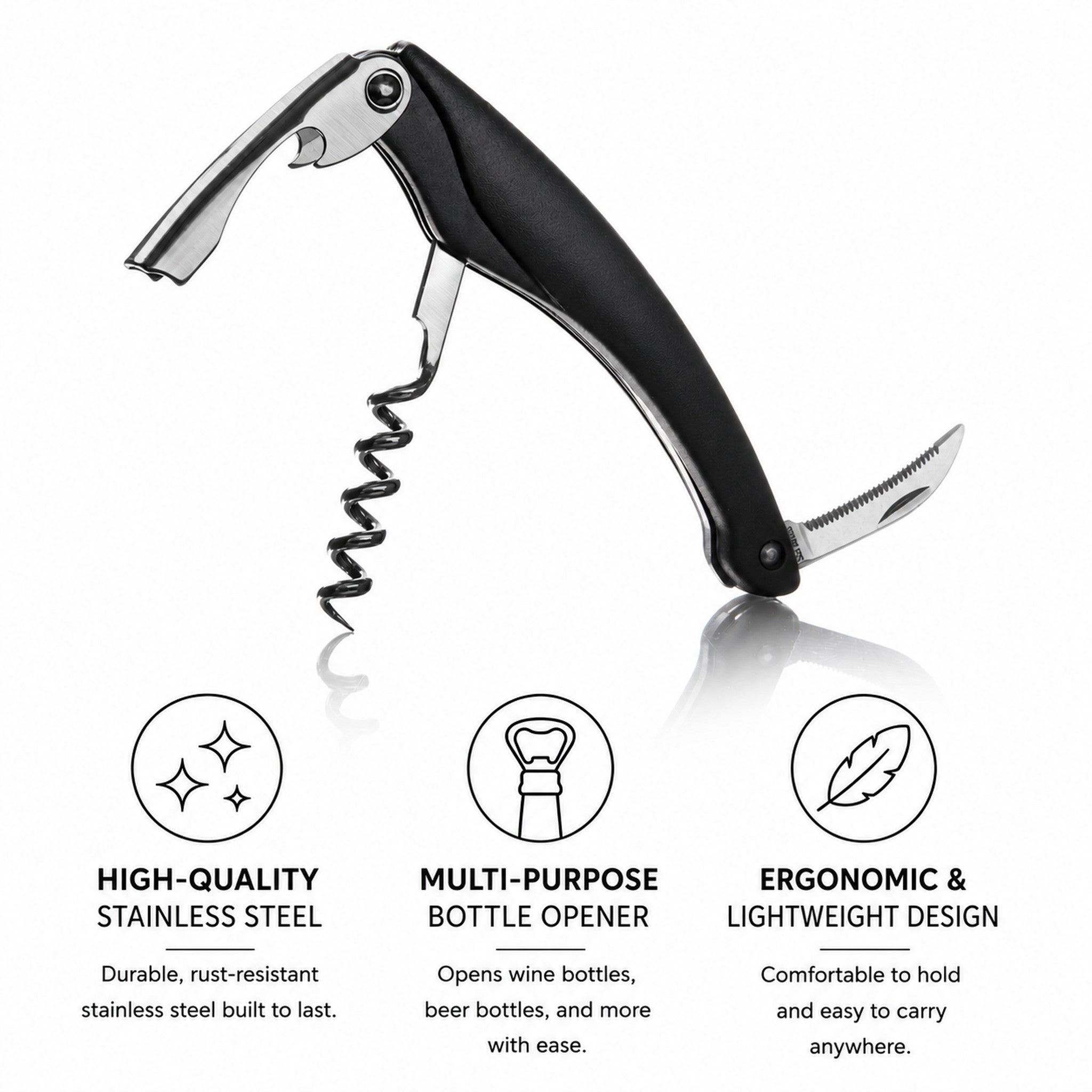 VACU VIN WAITERS CORKSCREW BLACK