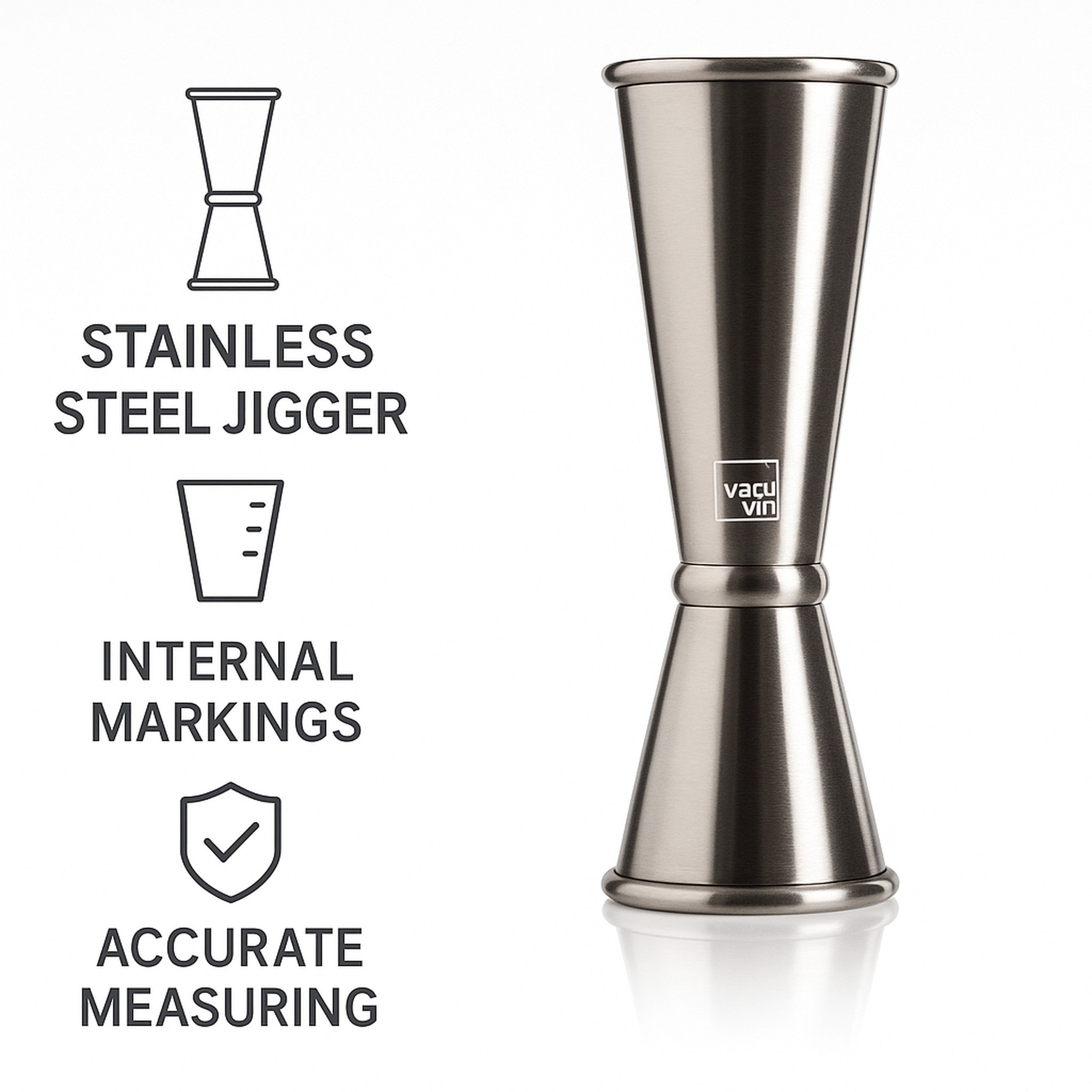 VACU VIN JAPANESE JIGGER STAINLESS STEEL. 30ML/60ML