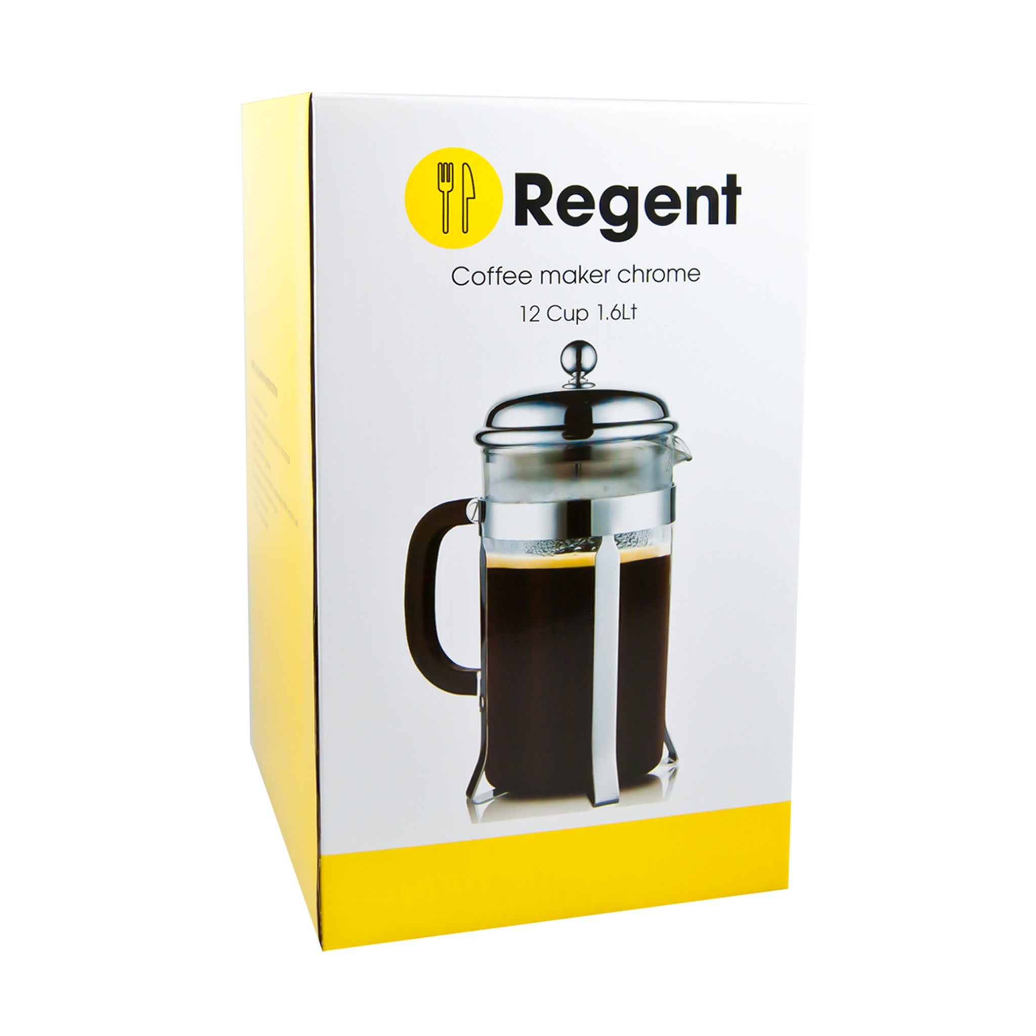 REGENT COFFEE PLUNGER 12 CUP WITH CHROME FRAME, 1.6L