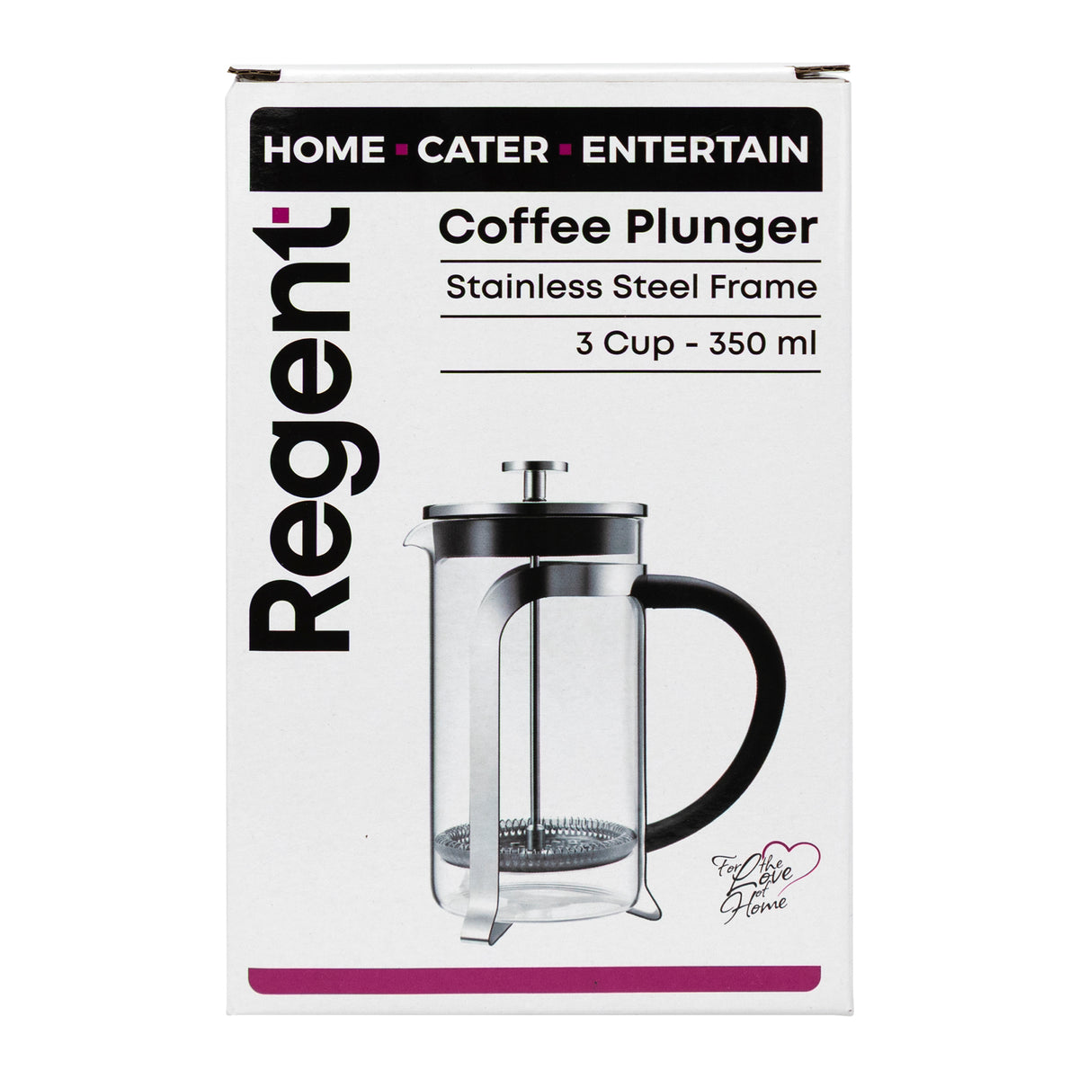REGENT COFFEE PLUNGER 3 CUP WITH STAINLESS STEEL FRAME, 350ML
