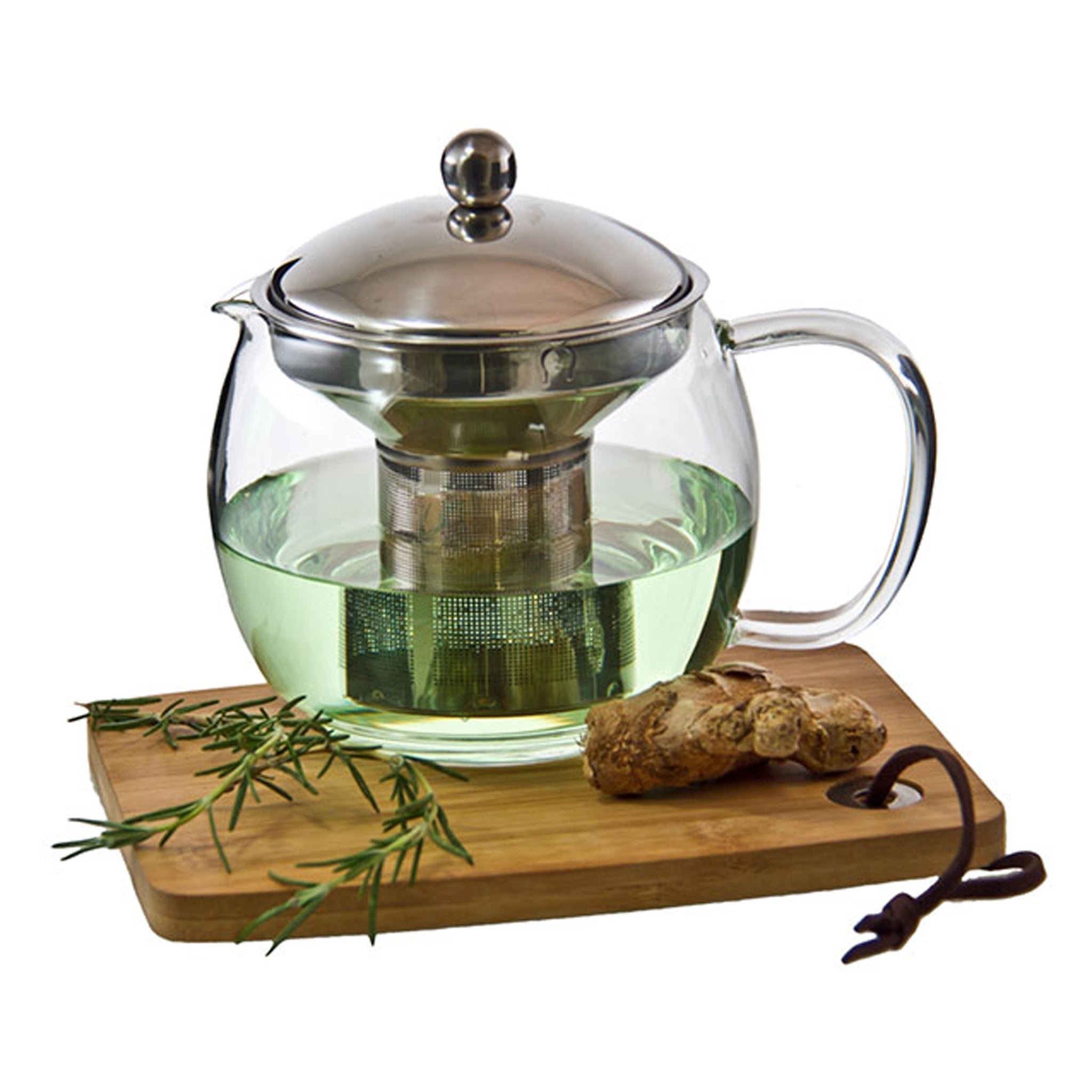 REGENT 'TEA TIME' BOROSILICATE GLASS TEAPOT WITH ST. STEEL INFUSER & LID, 1.1L