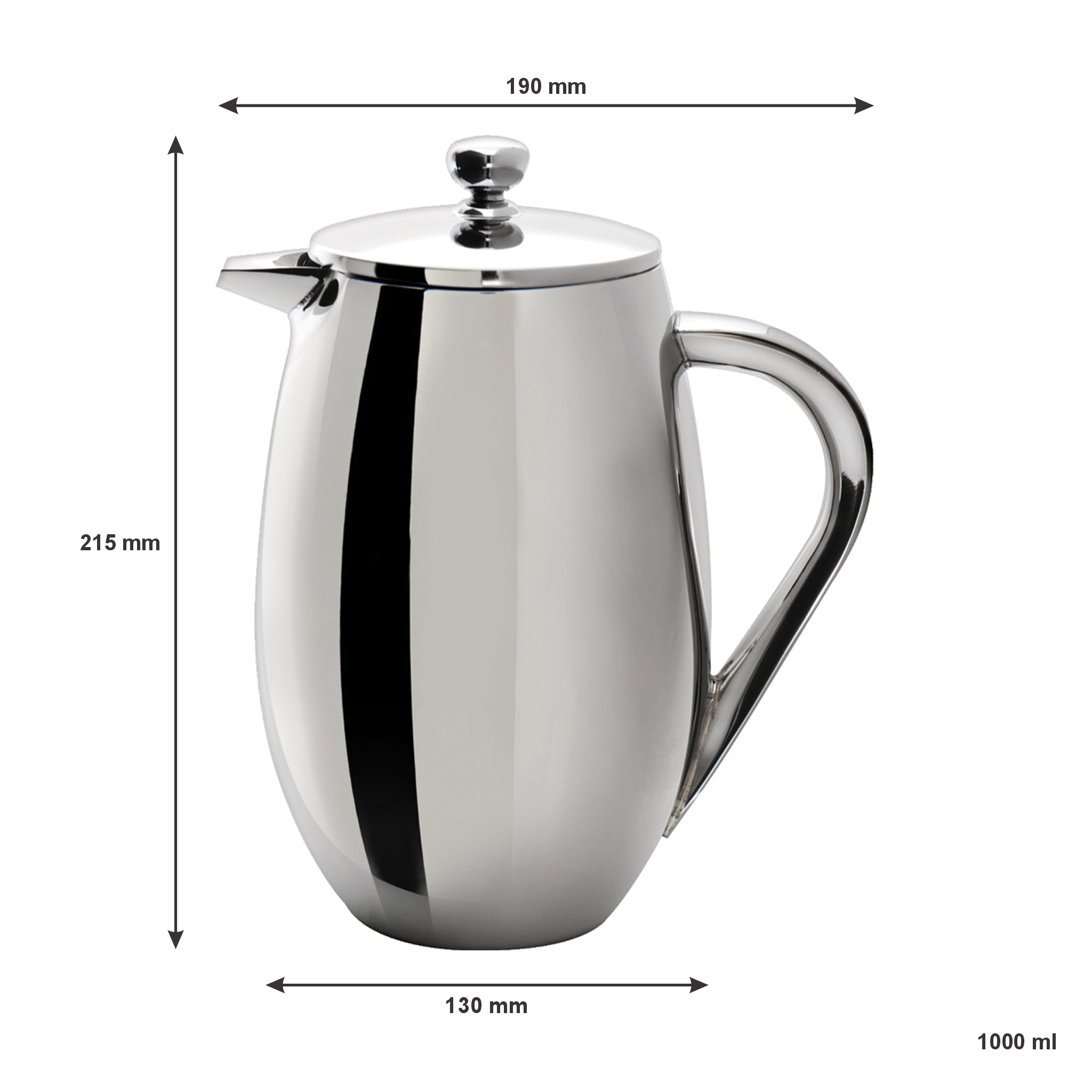 REGENT BRAZIL COFFEE PLUNGER DOUBLE WALL ST STEEL 8 CUP, 1L