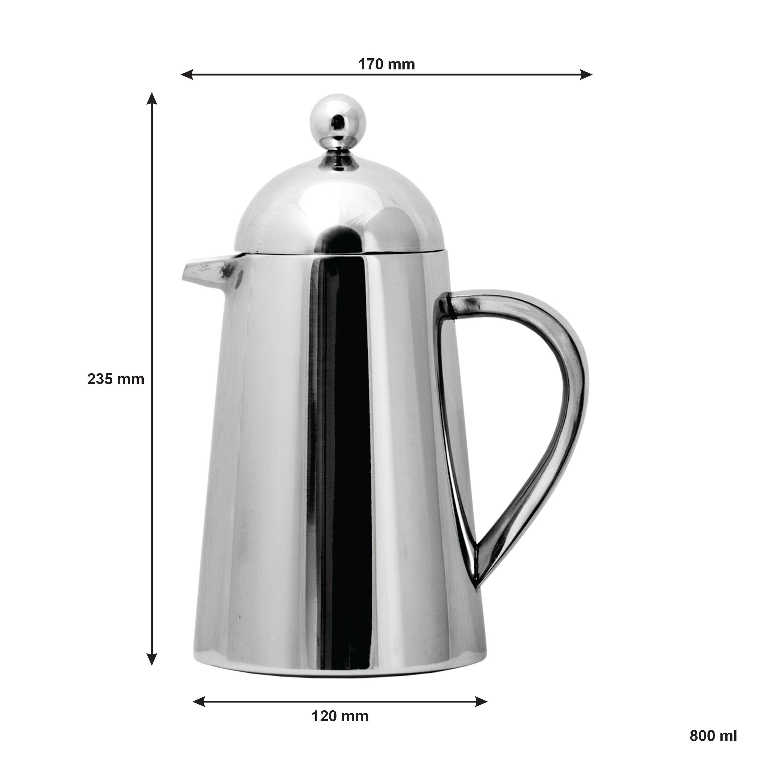 REGENT THERMIQUE COFFEE PLUNGER DOUBLE WALL ST STEEL 6 CUP, 800ML